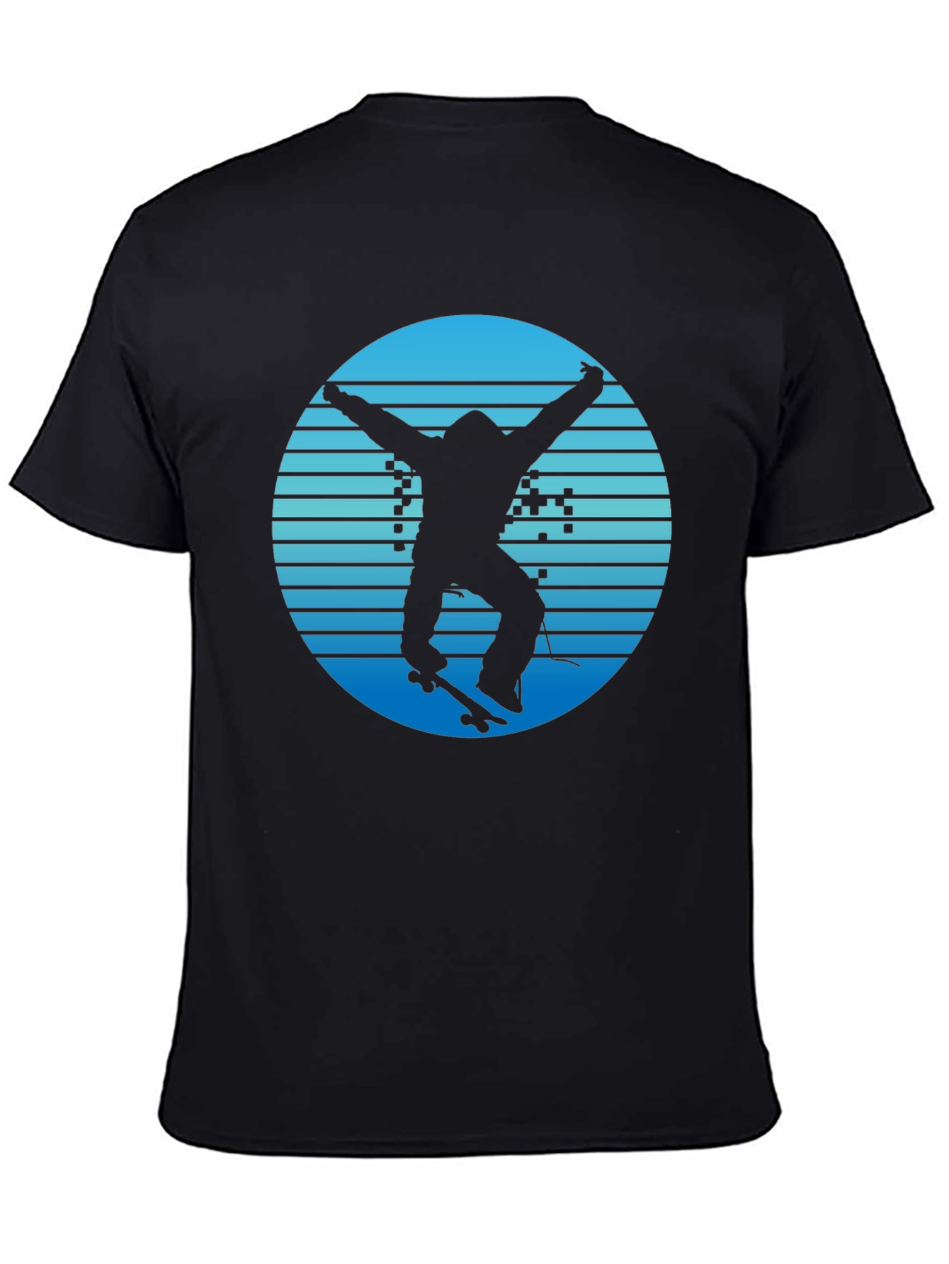Retro Skateboarder Graphic Tee - Cool Blue Design