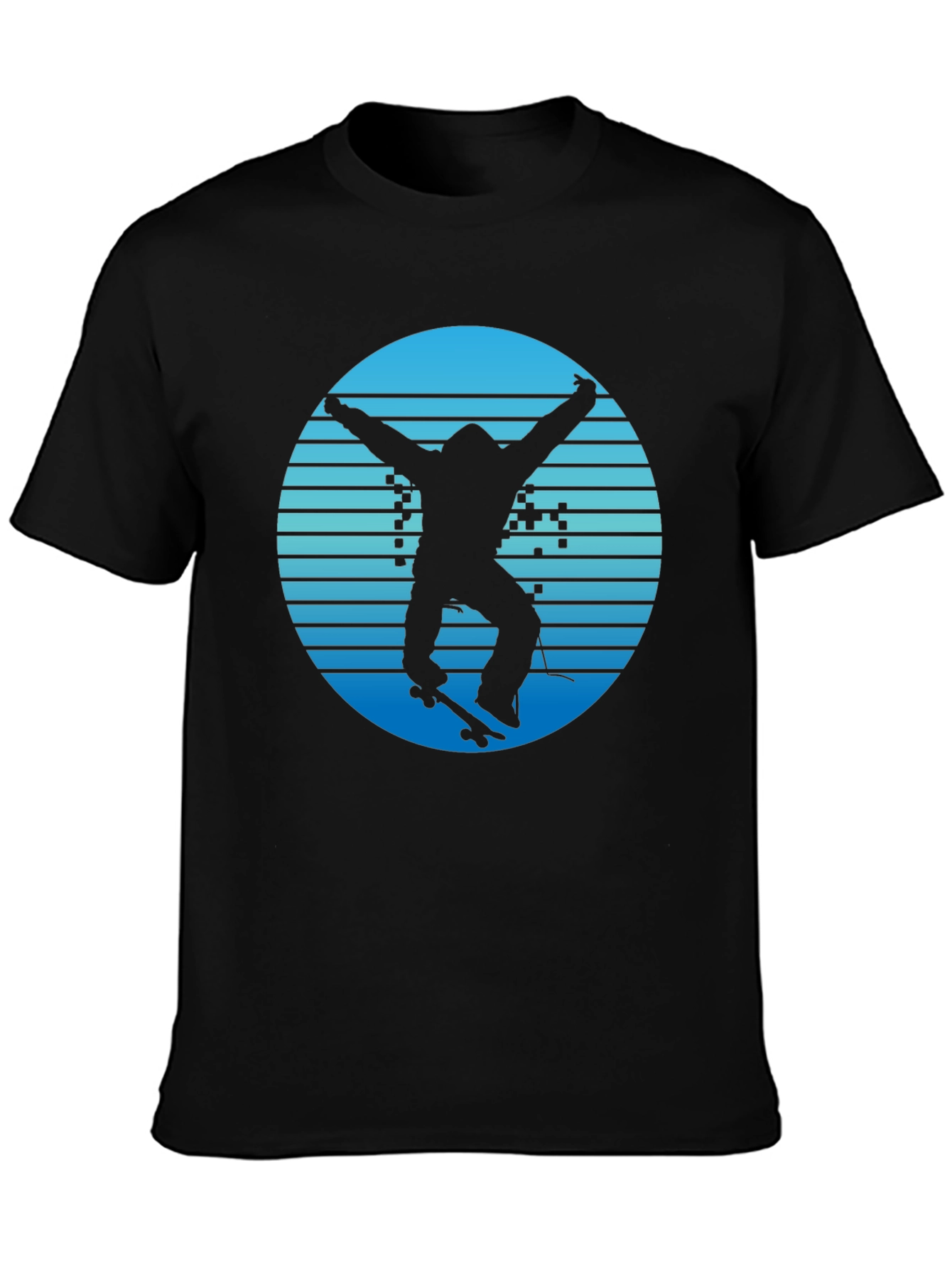 Retro Skateboarder Graphic Tee - Cool Blue Design