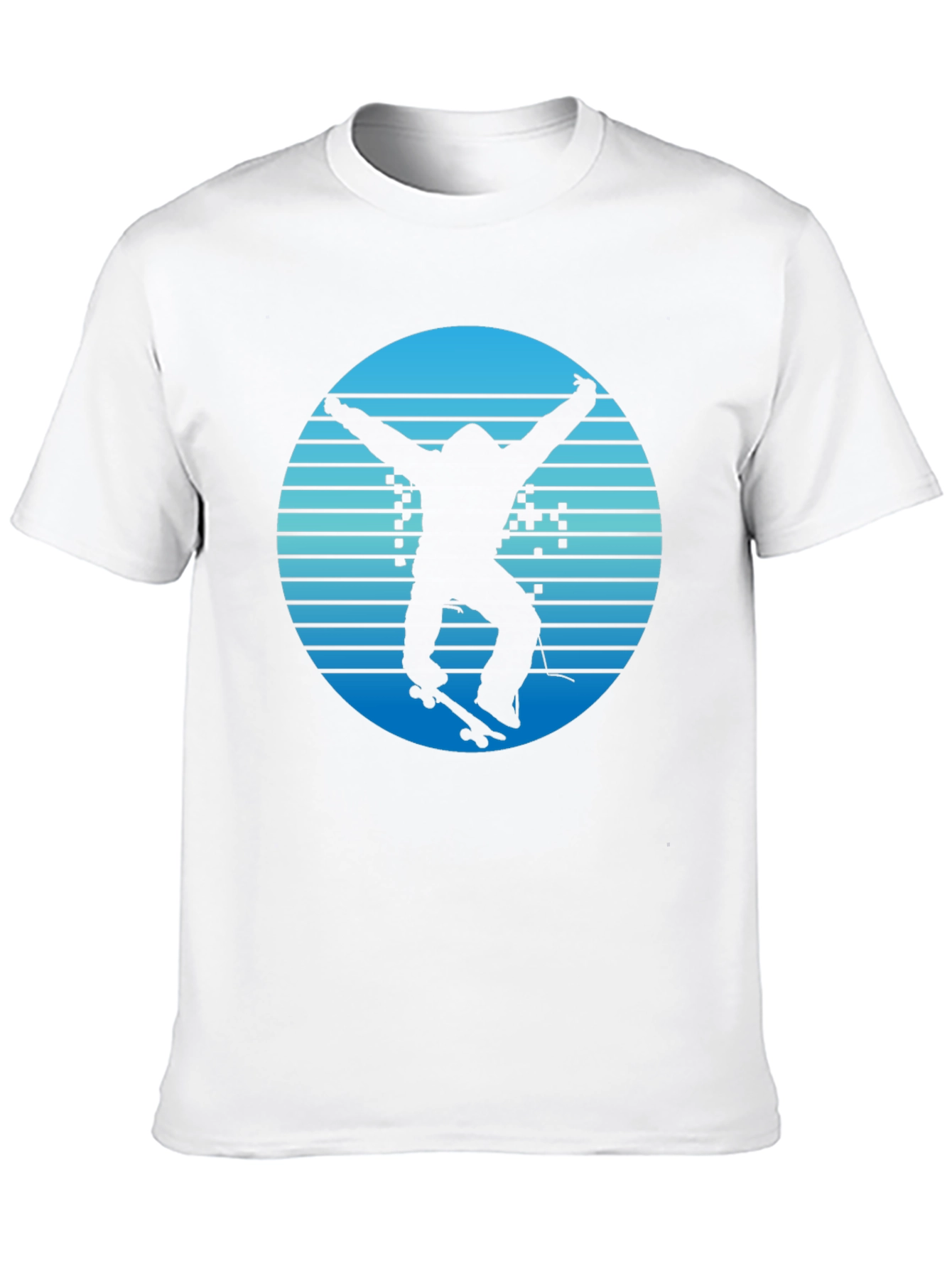 Retro Skateboarder Graphic Tee - Cool Blue Design