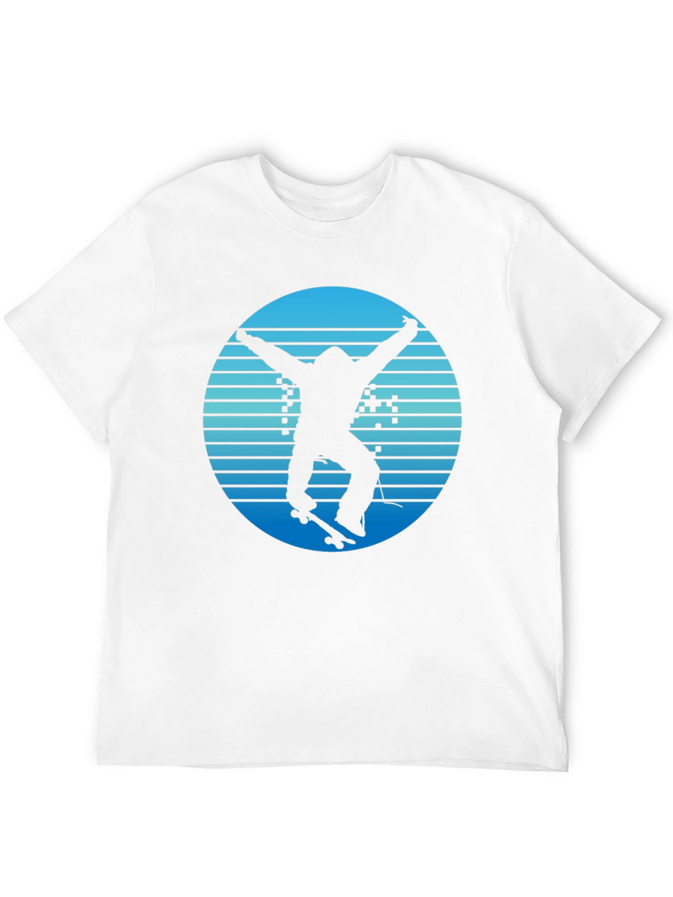 Retro Skateboarder Graphic Tee - Cool Blue Design