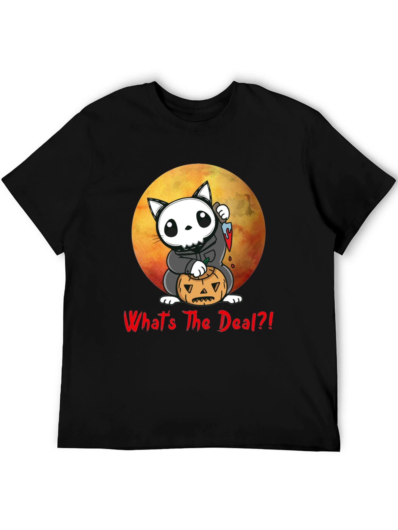 Halloween Cat Grim Reaper T-Shirt - Whats The Deal?!