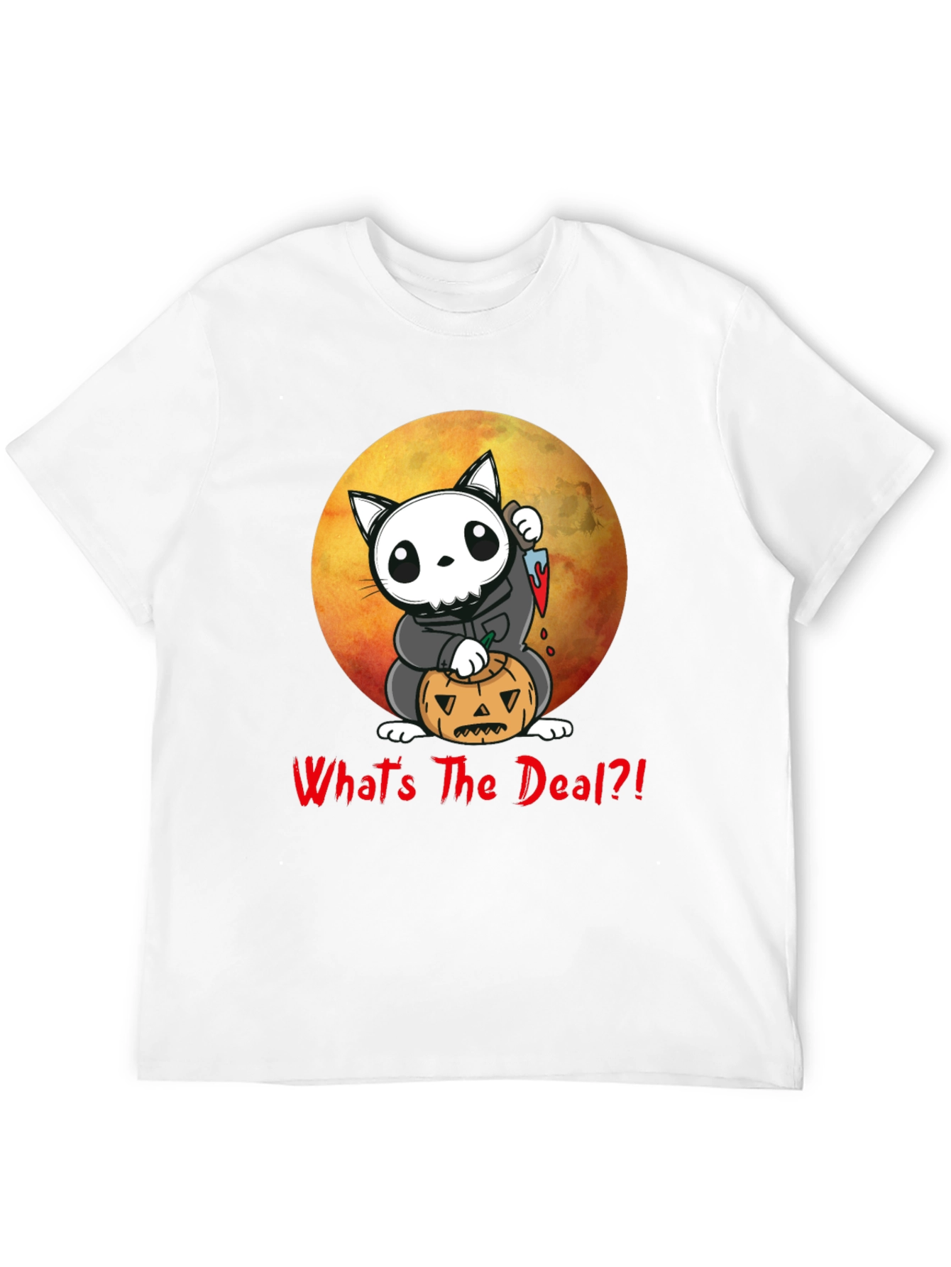 Halloween Cat Grim Reaper T-Shirt - Whats The Deal?!