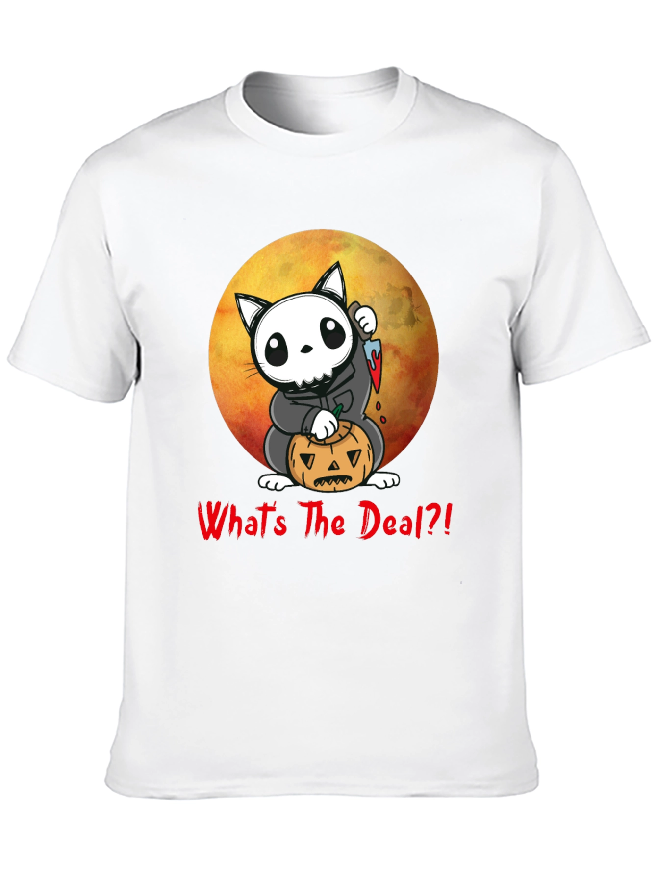 Halloween Cat Grim Reaper T-Shirt - Whats The Deal?!