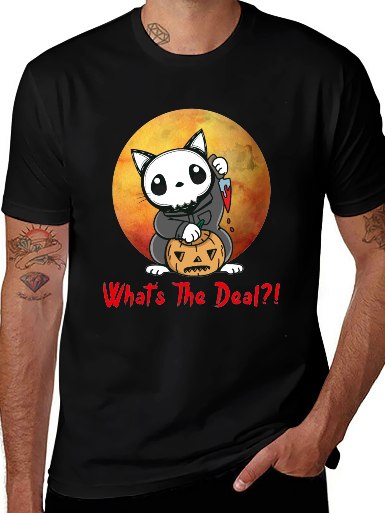 Halloween Cat Grim Reaper T-Shirt - Whats The Deal?!