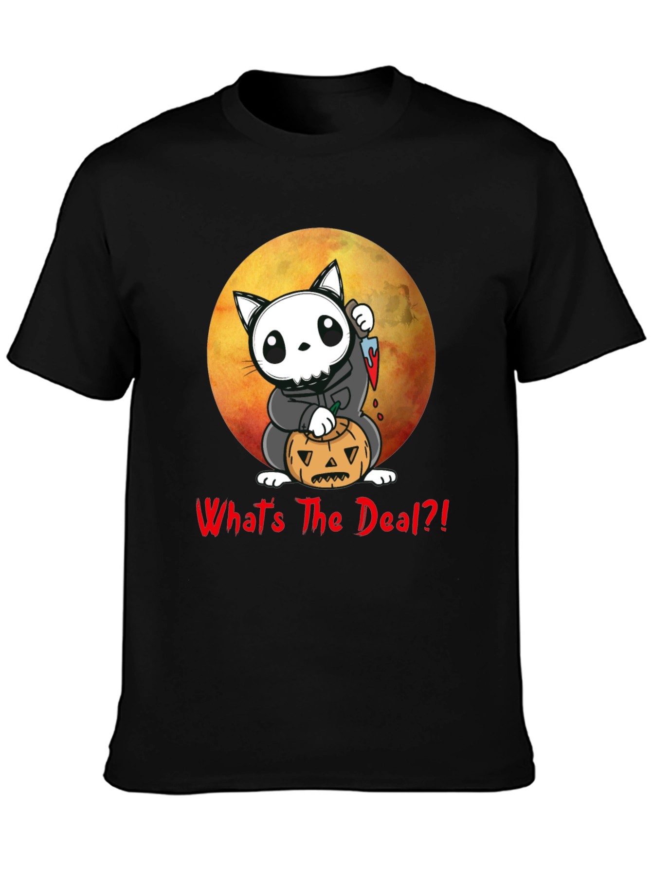 Halloween Cat Grim Reaper T-Shirt - Whats The Deal?!