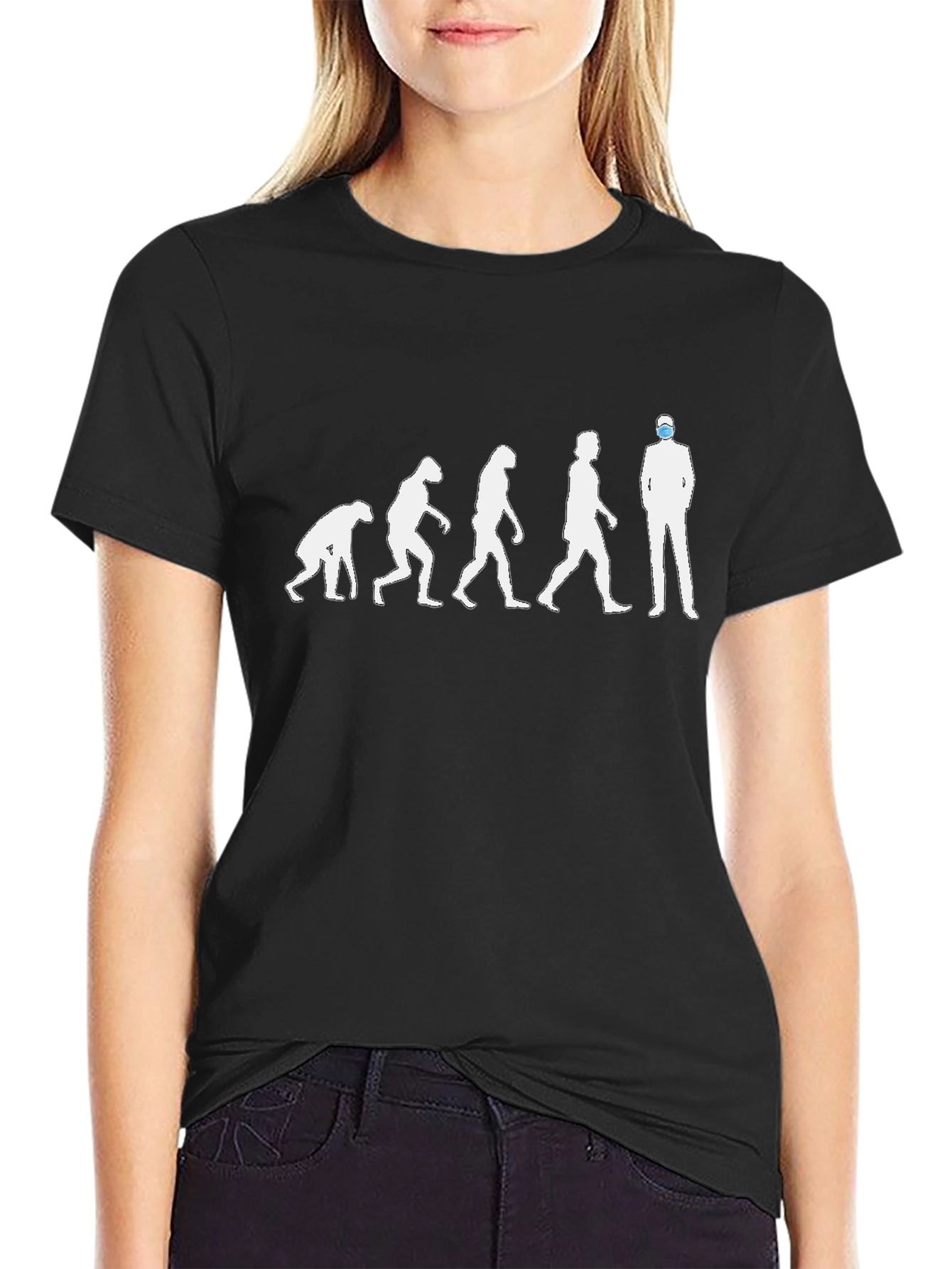 Evolution of Man Funny Graphic Tee - Mask Up!