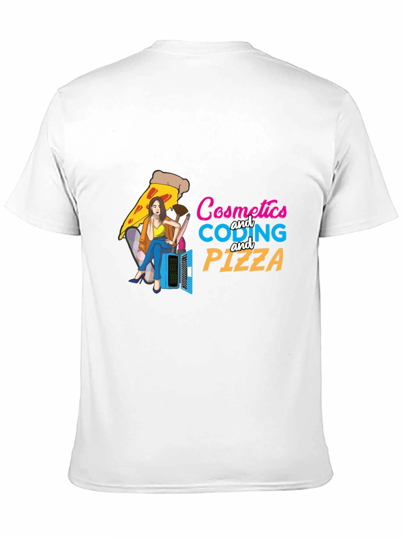 Cosmetics Coding & Pizza Black T-Shirt