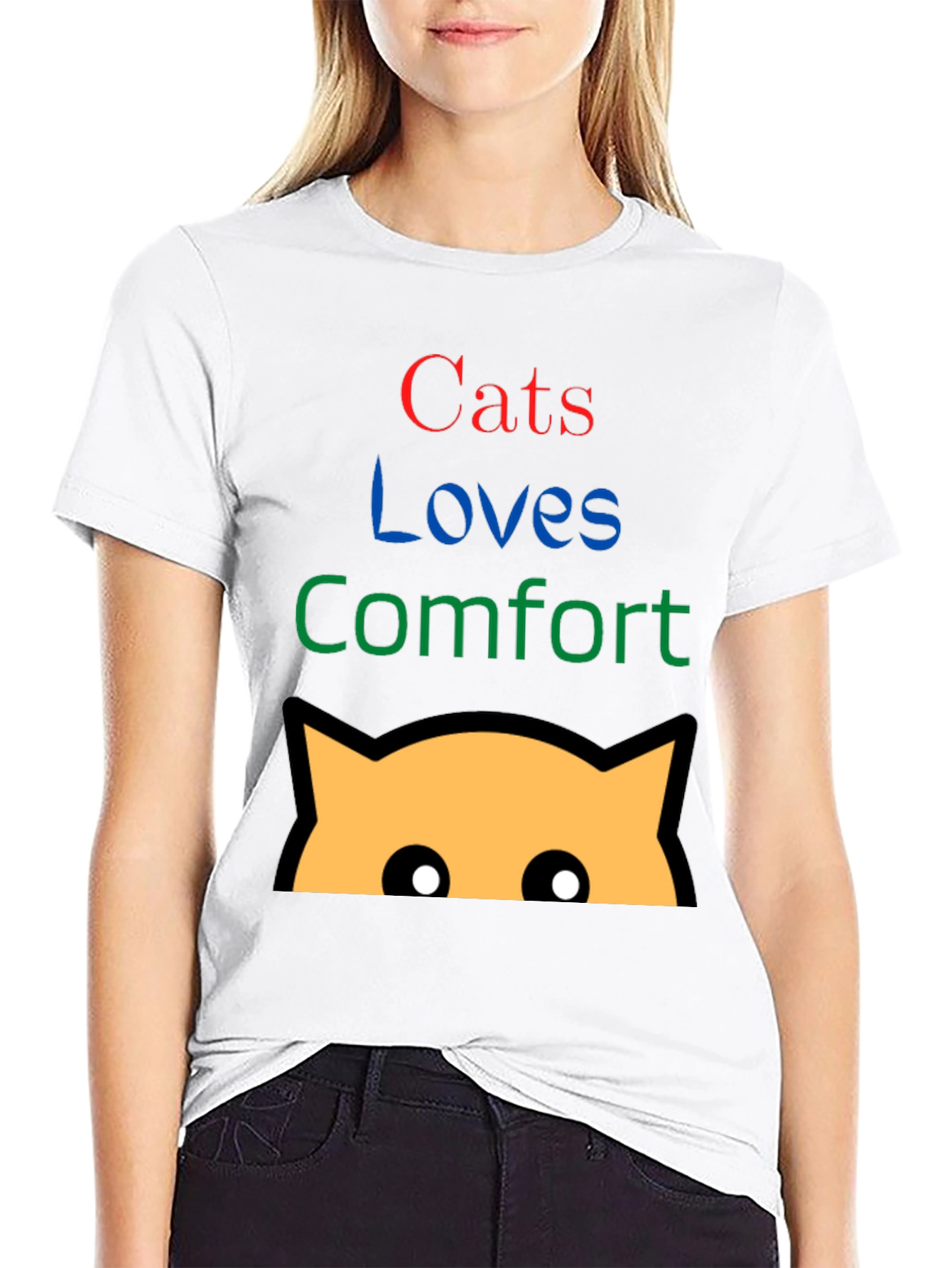 Cats Loves Comfort Black Graphic T-Shirt