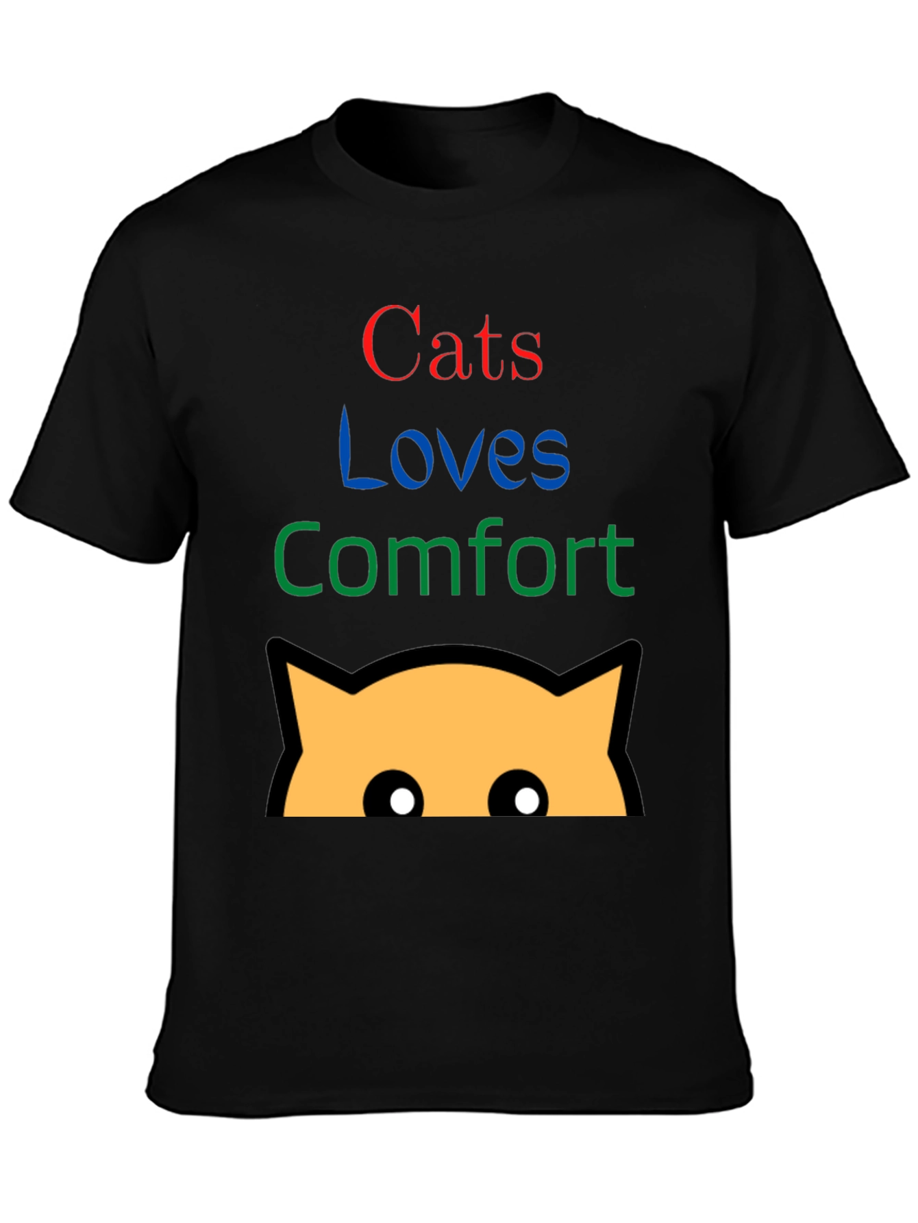 Cats Loves Comfort Black Graphic T-Shirt