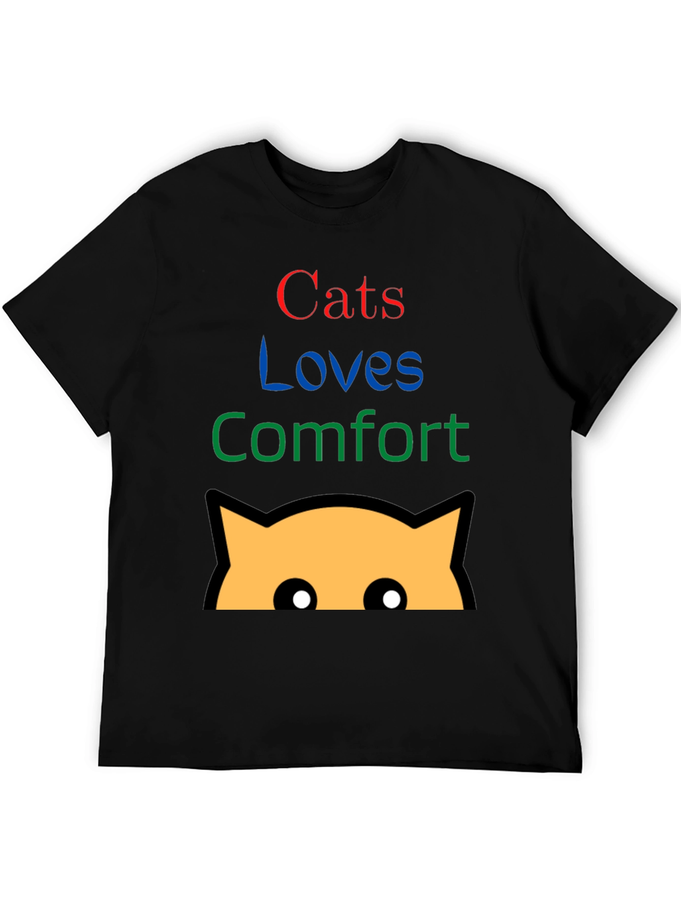 Cats Loves Comfort Black Graphic T-Shirt