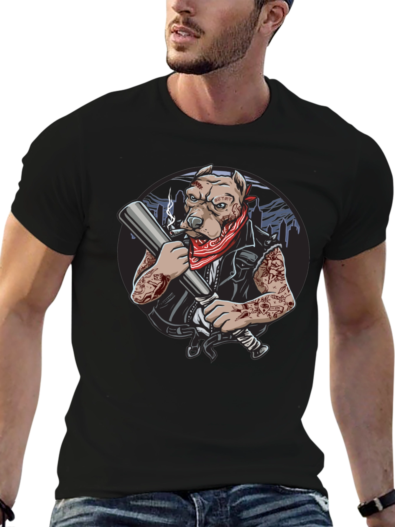 Badass Dog Graphic T-Shirt