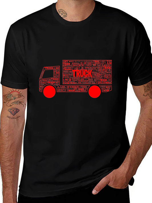 Truck Word Art Graphic Tee - Black