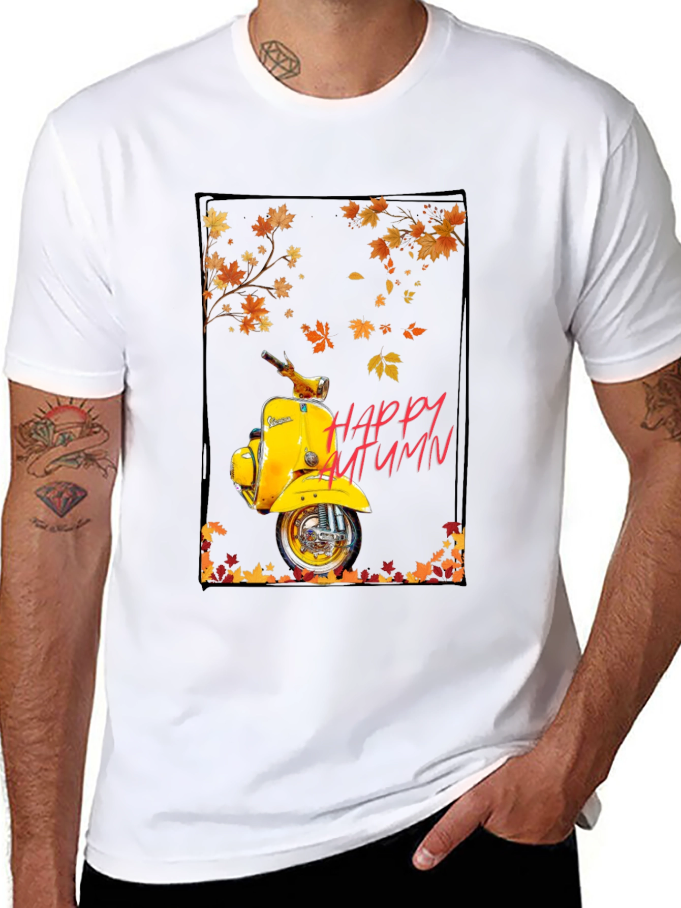 Happy Autumn Scooter T-Shirt - Stylish Fall Apparel