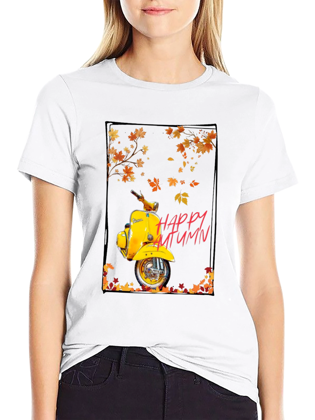 Happy Autumn Scooter T-Shirt - Stylish Fall Apparel