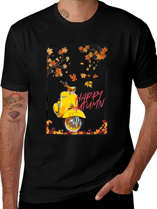 Happy Autumn Scooter T-Shirt - Stylish Fall Apparel