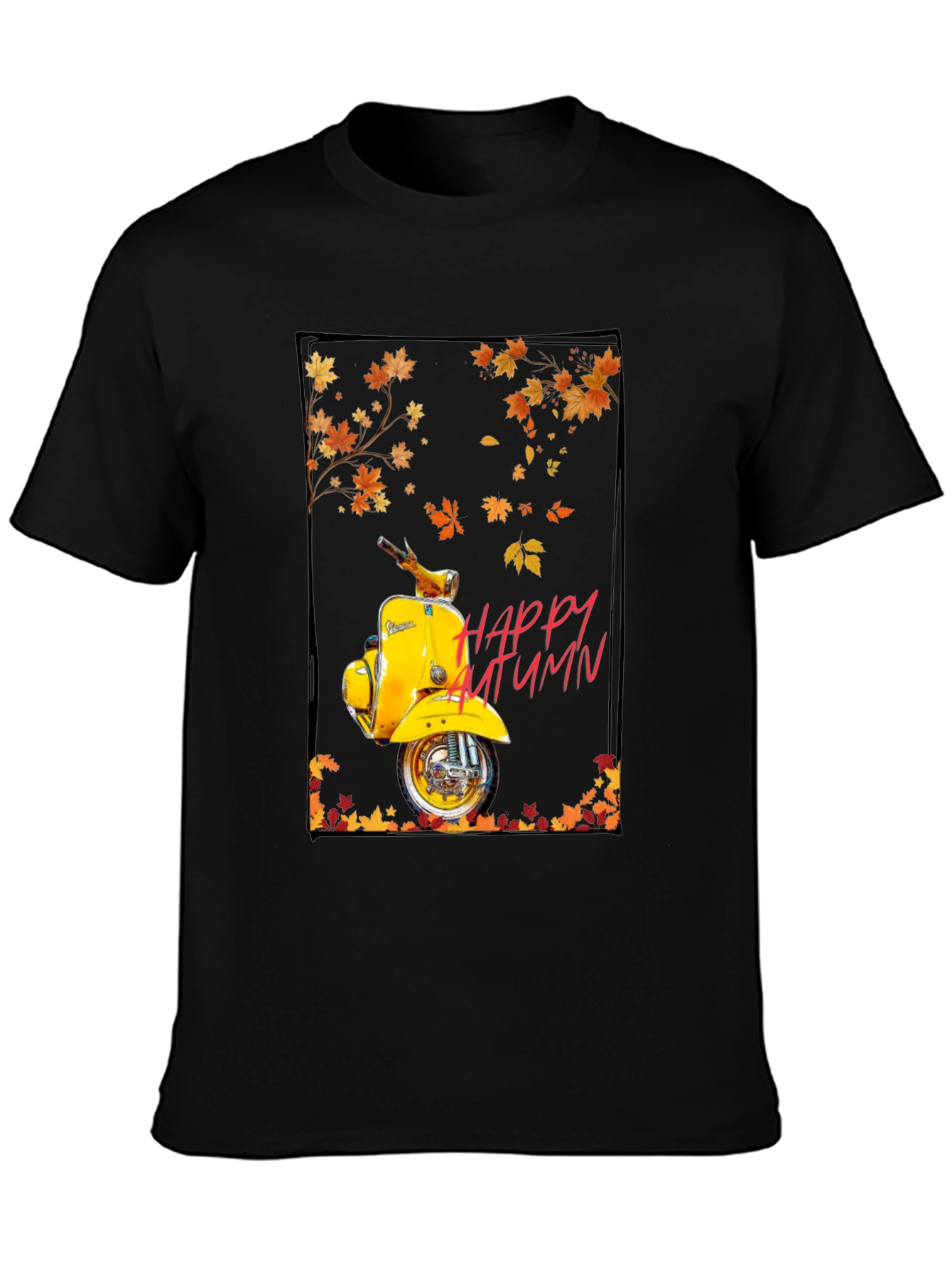 Happy Autumn Scooter T-Shirt - Stylish Fall Apparel