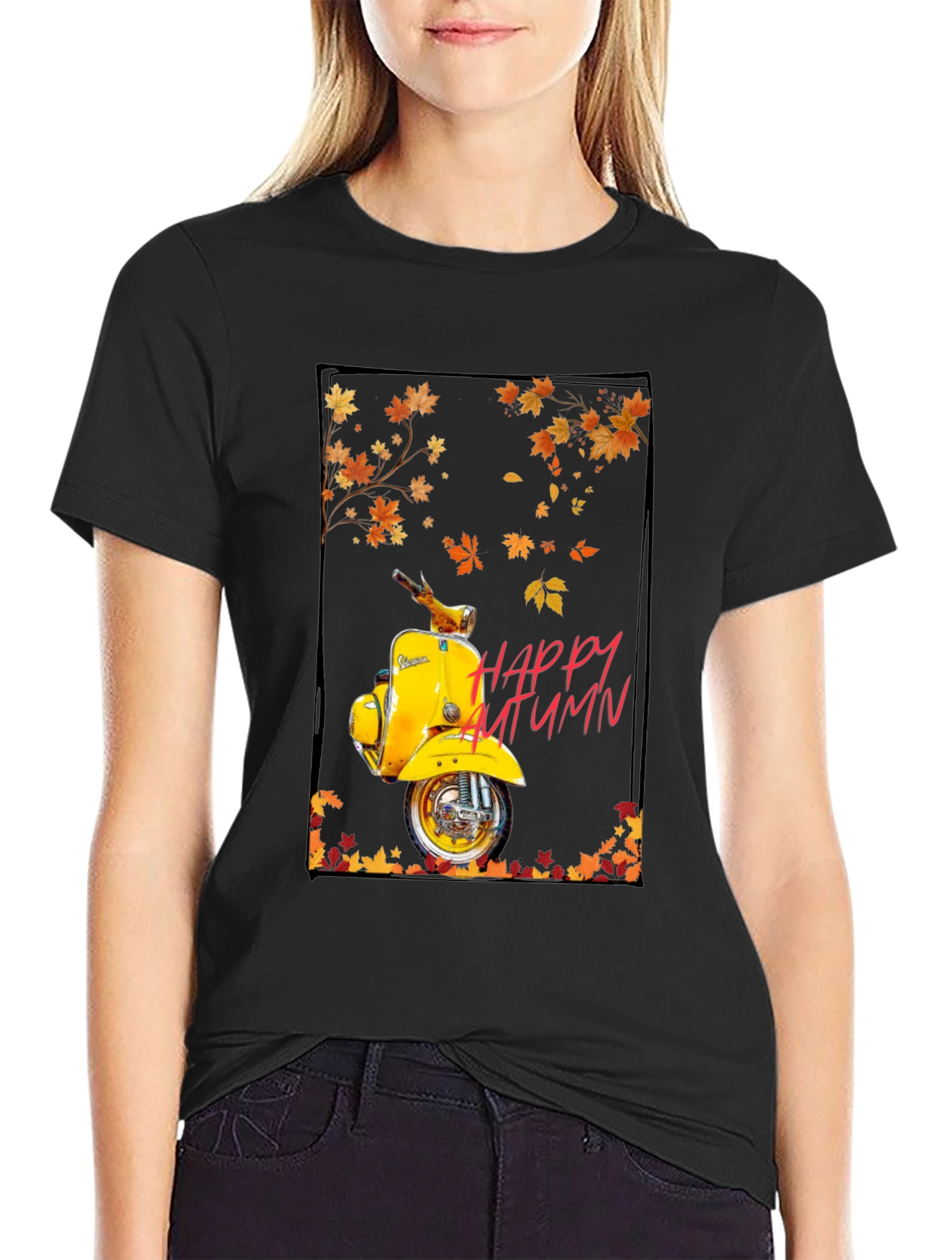 Happy Autumn Scooter T-Shirt - Stylish Fall Apparel