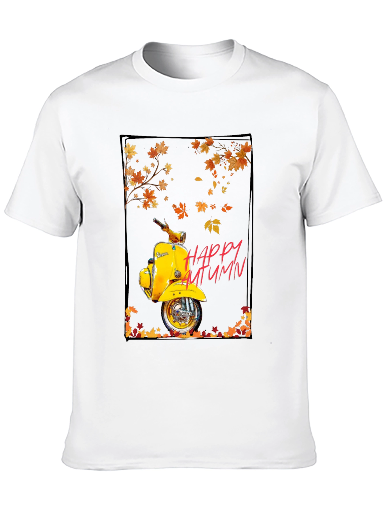 Happy Autumn Scooter T-Shirt - Stylish Fall Apparel