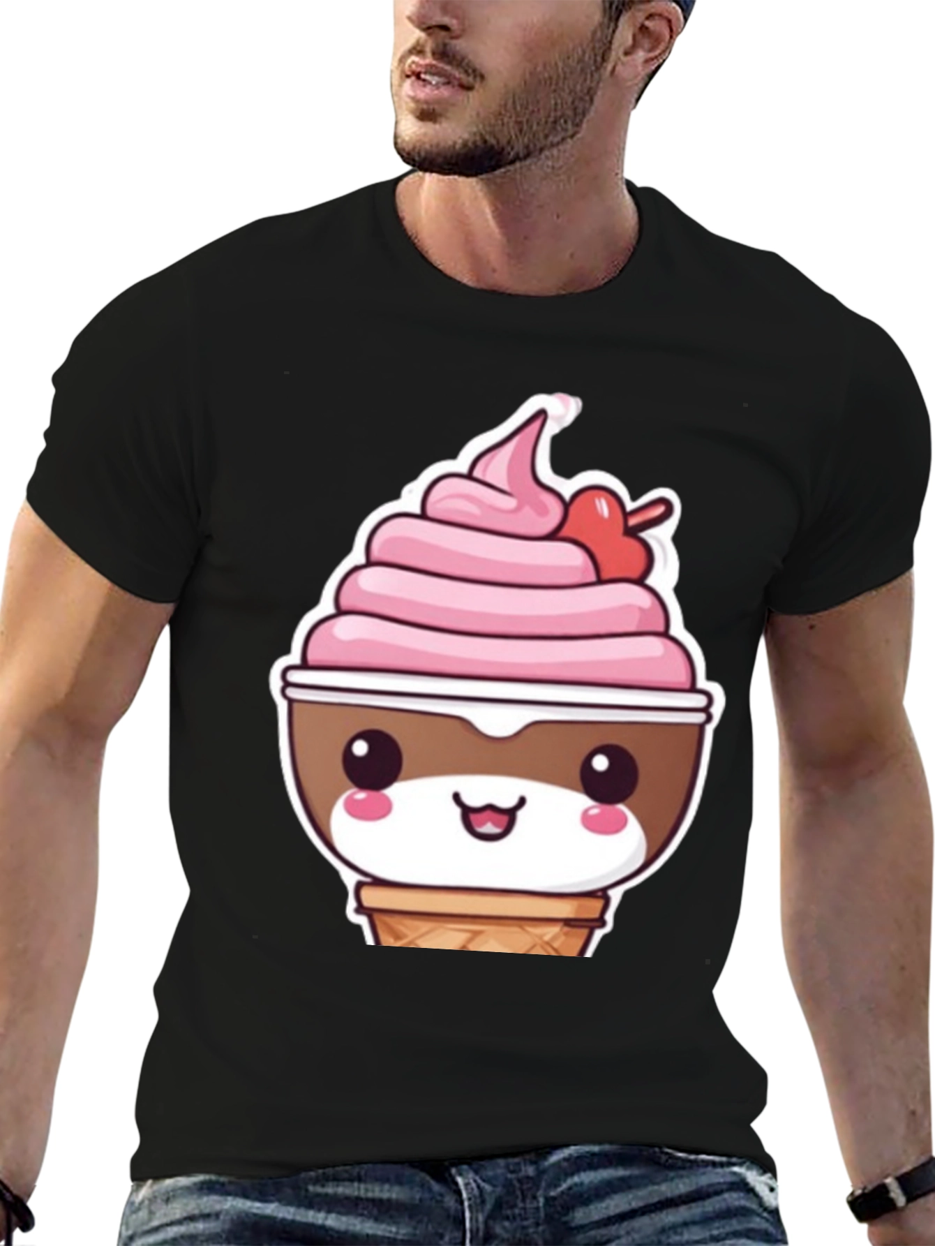 Kawaii Ice Cream T-Shirt - Cute Cartoon Dessert Tee