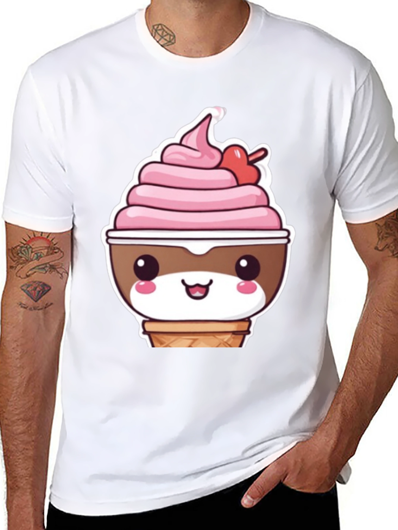 Kawaii Ice Cream T-Shirt - Cute Cartoon Dessert Tee