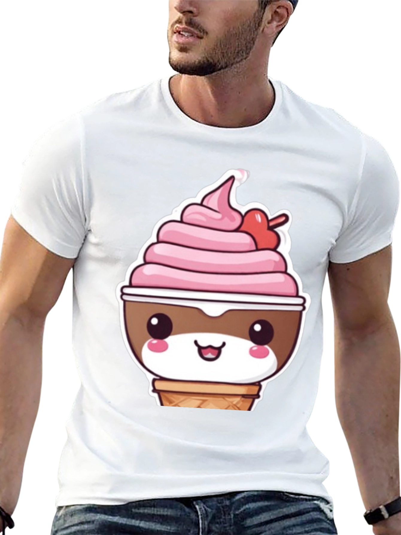 Kawaii Ice Cream T-Shirt - Cute Cartoon Dessert Tee