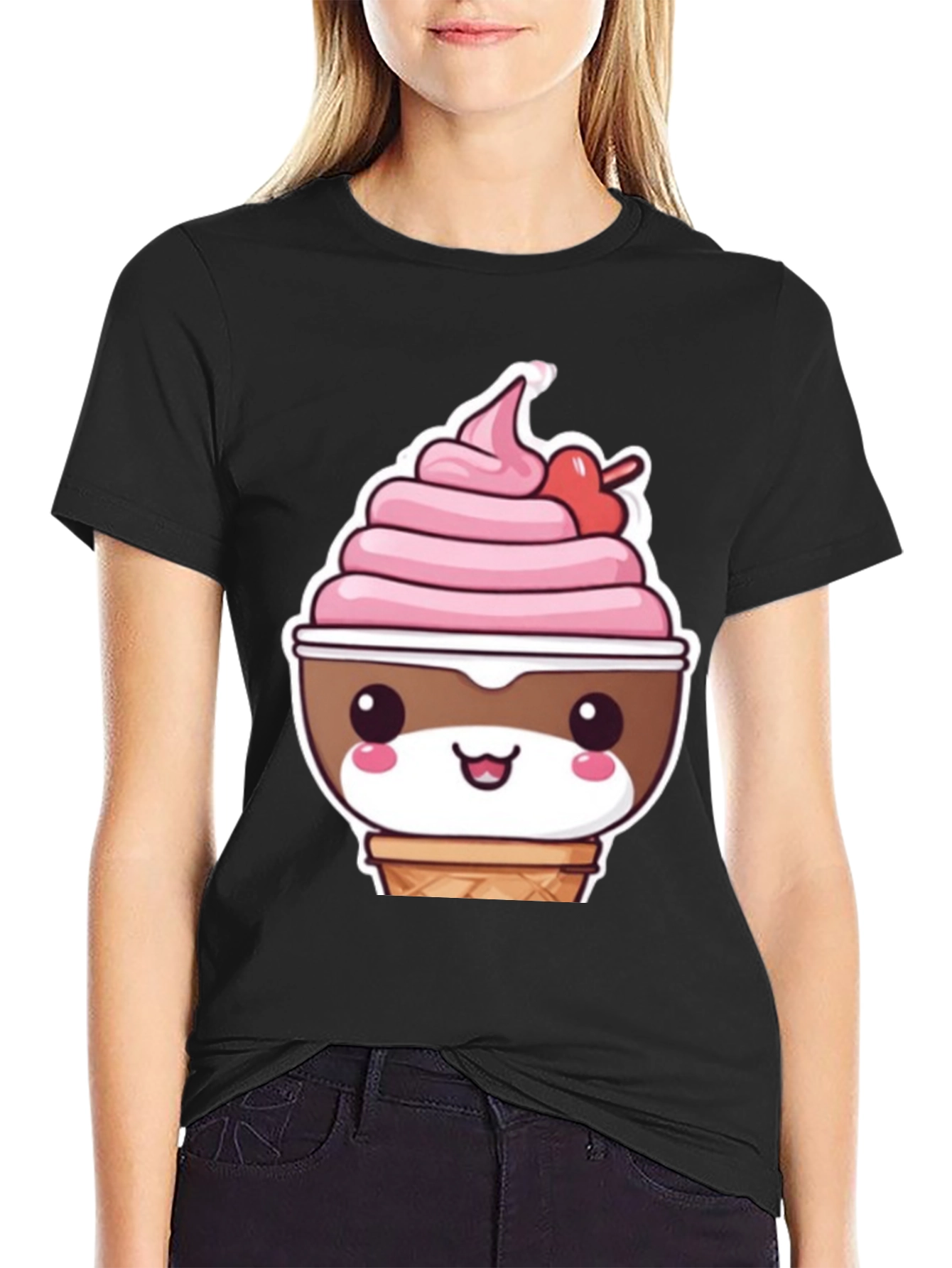 Kawaii Ice Cream T-Shirt - Cute Cartoon Dessert Tee