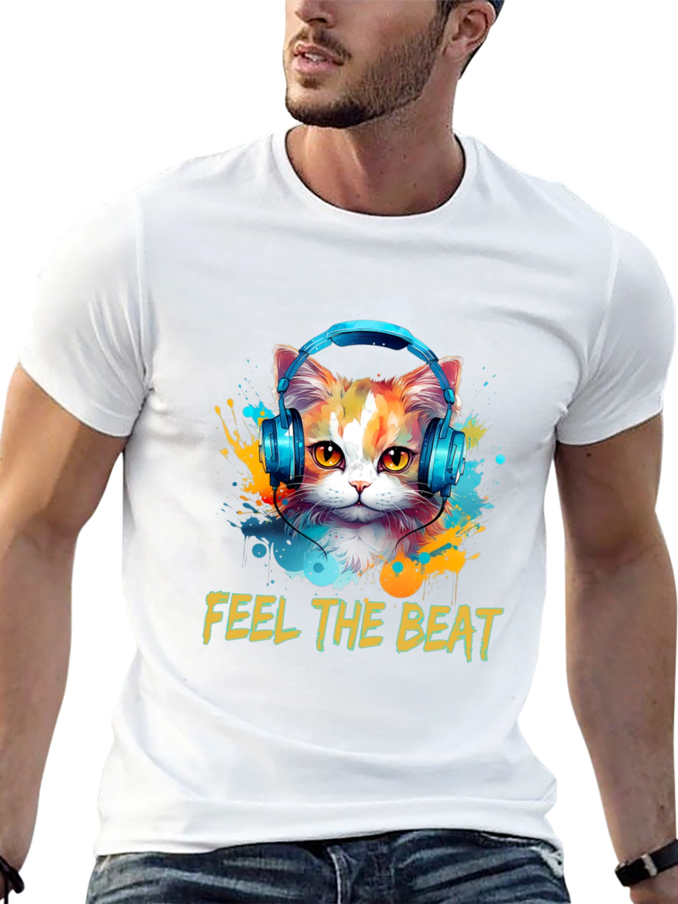 Feel the Beat Cat T-Shirt