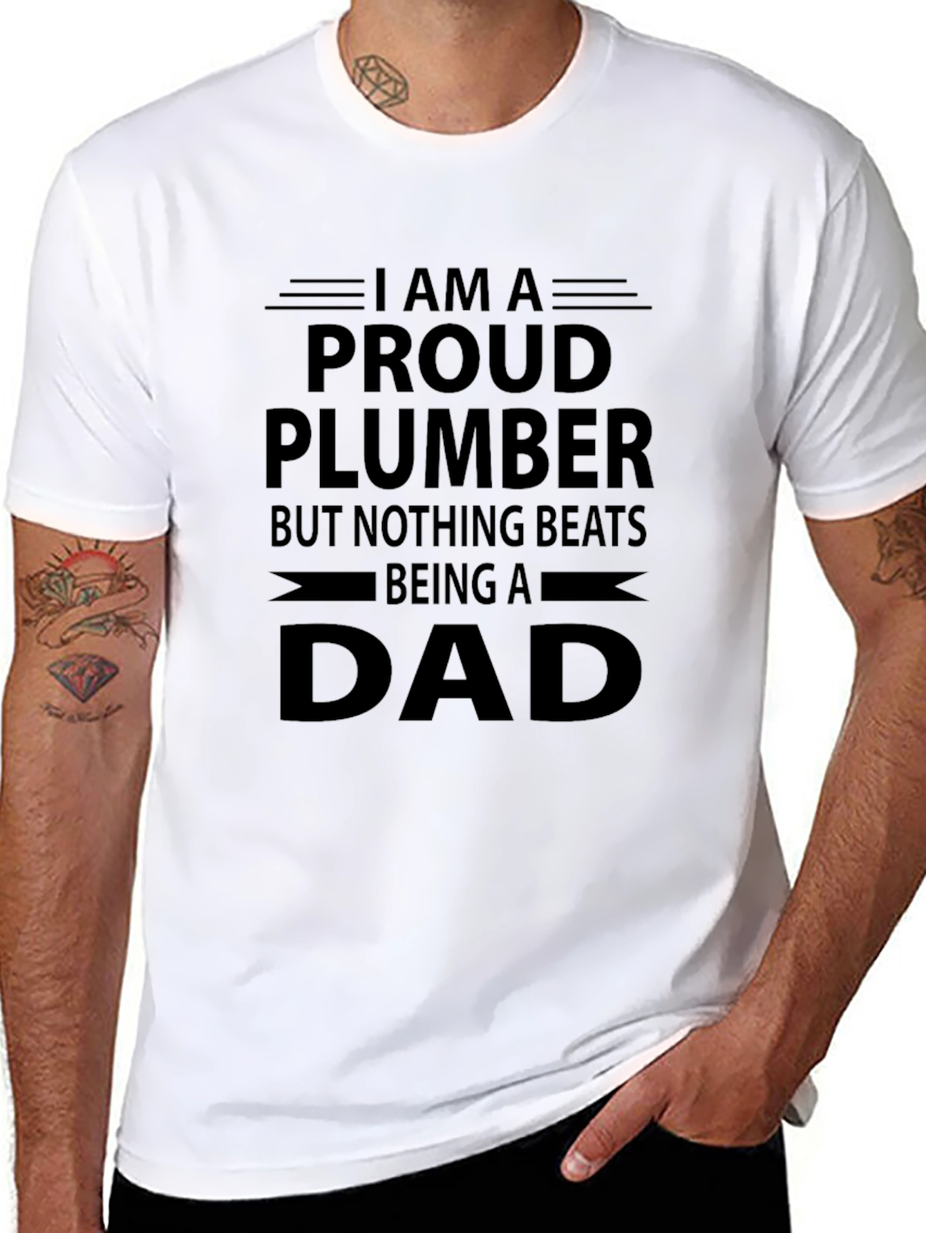 Proud Plumber Dad Graphic T-Shirt - Black