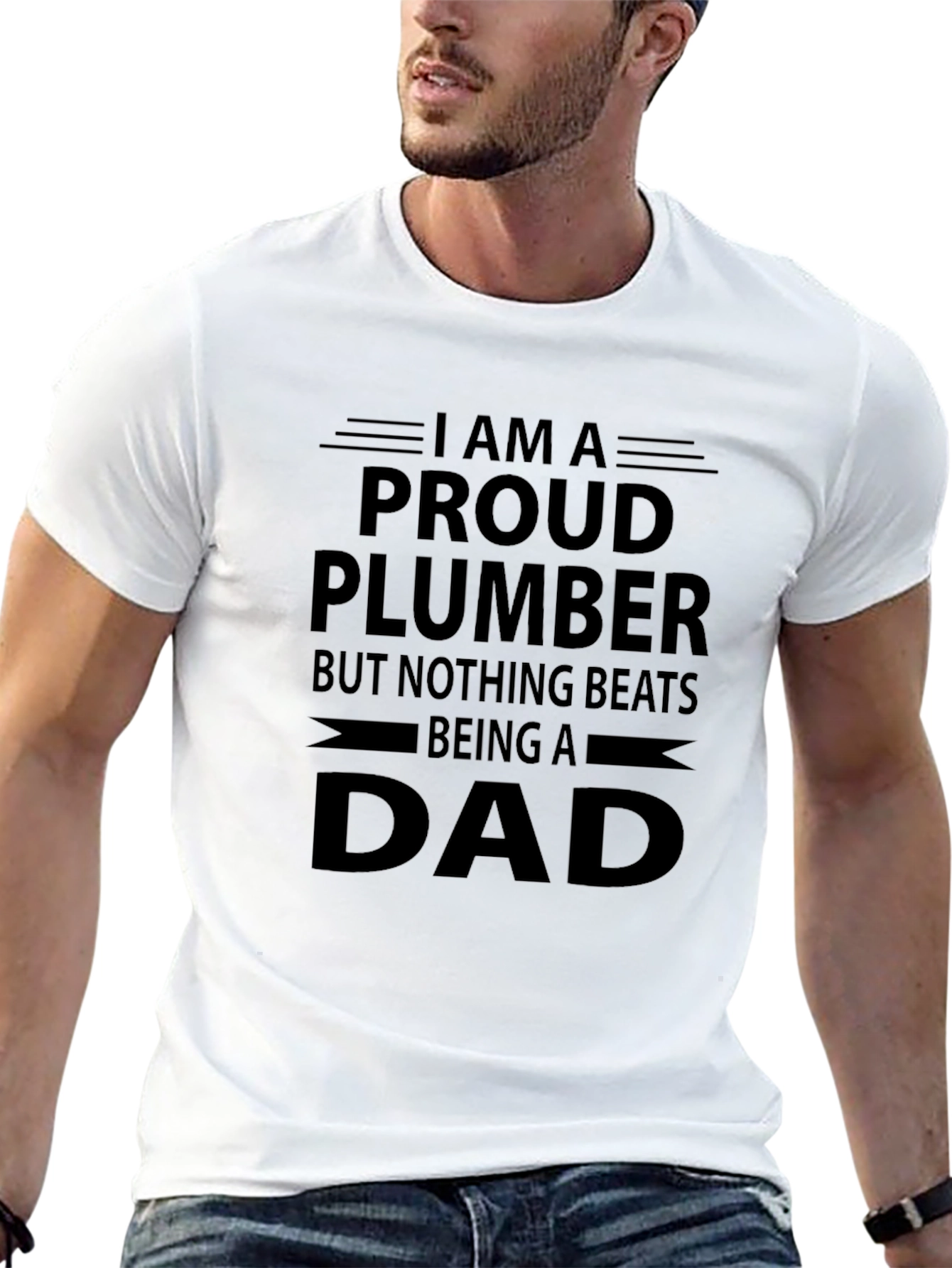 Proud Plumber Dad Graphic T-Shirt - Black