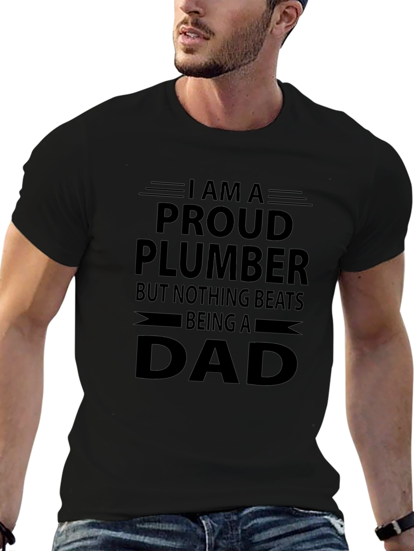 Proud Plumber Dad Graphic T-Shirt - Black