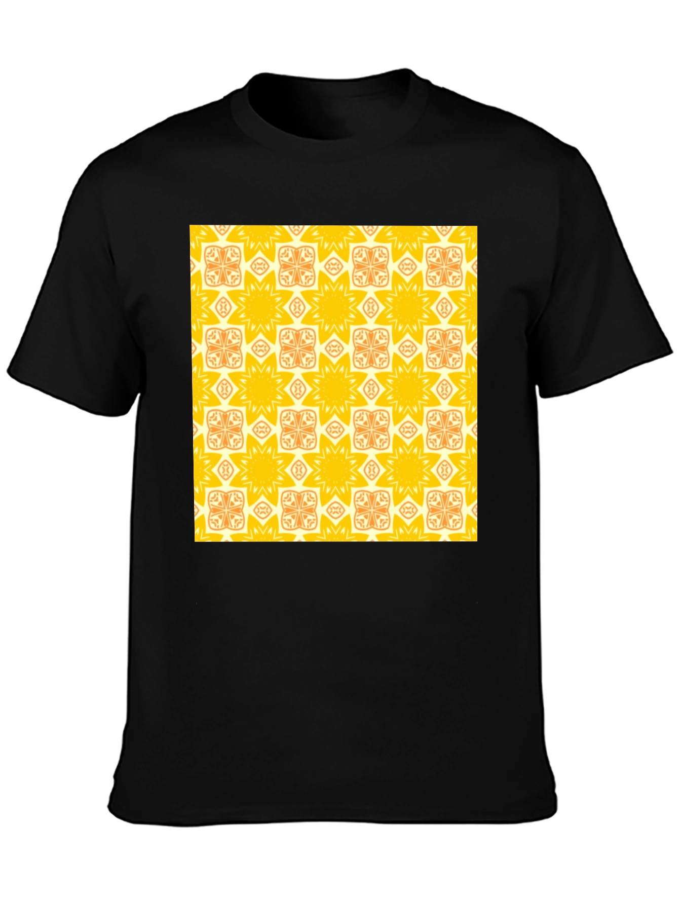 Geometric Patterned Black T-Shirt
