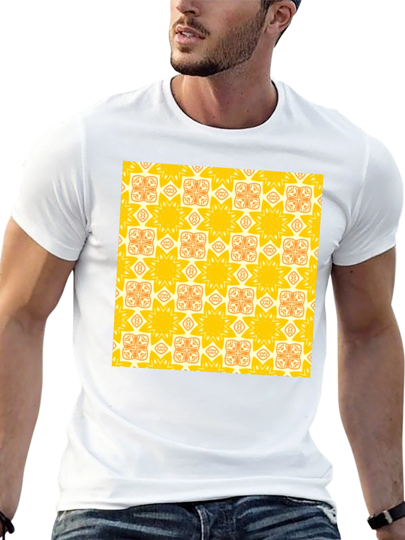 Geometric Patterned Black T-Shirt