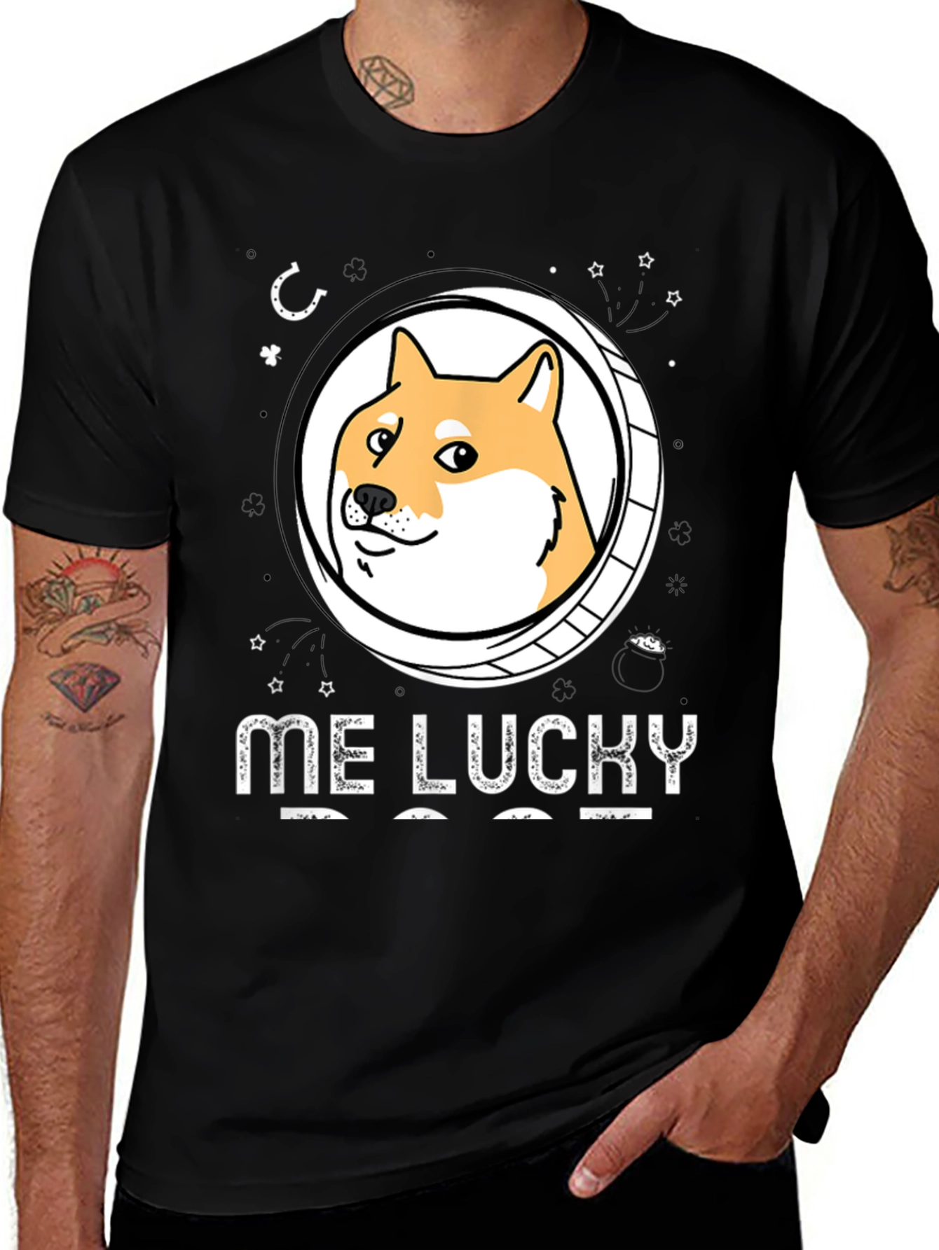 Me Lucky Doge T-Shirt - Black