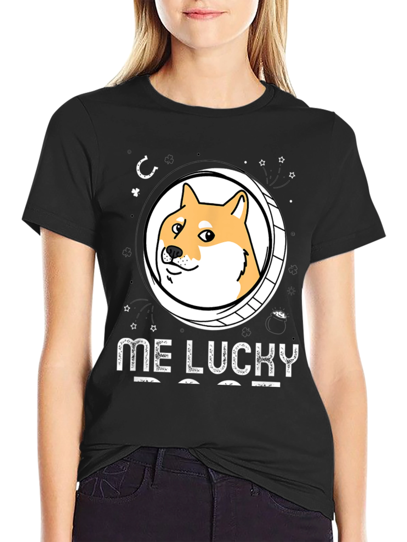 Me Lucky Doge T-Shirt - Black