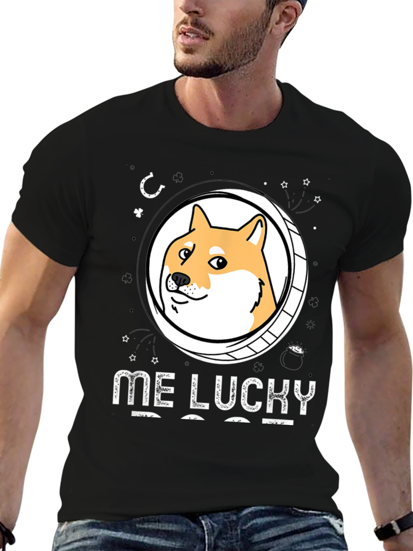 Me Lucky Doge T-Shirt - Black