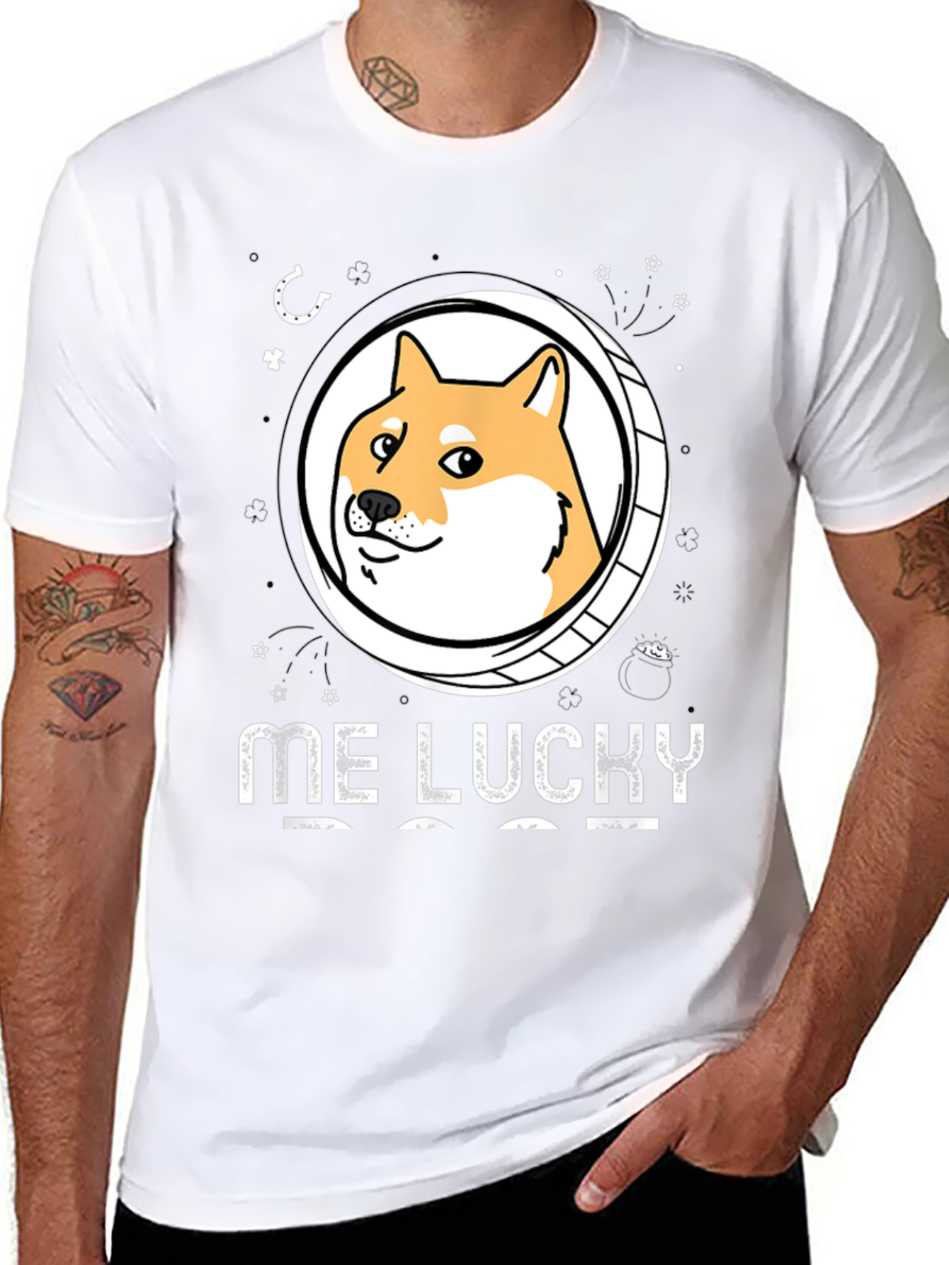 Me Lucky Doge T-Shirt - Black
