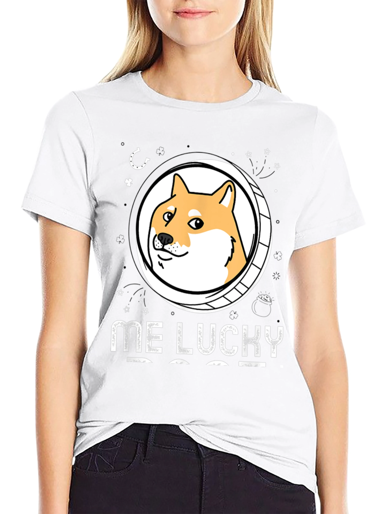 Me Lucky Doge T-Shirt - Black