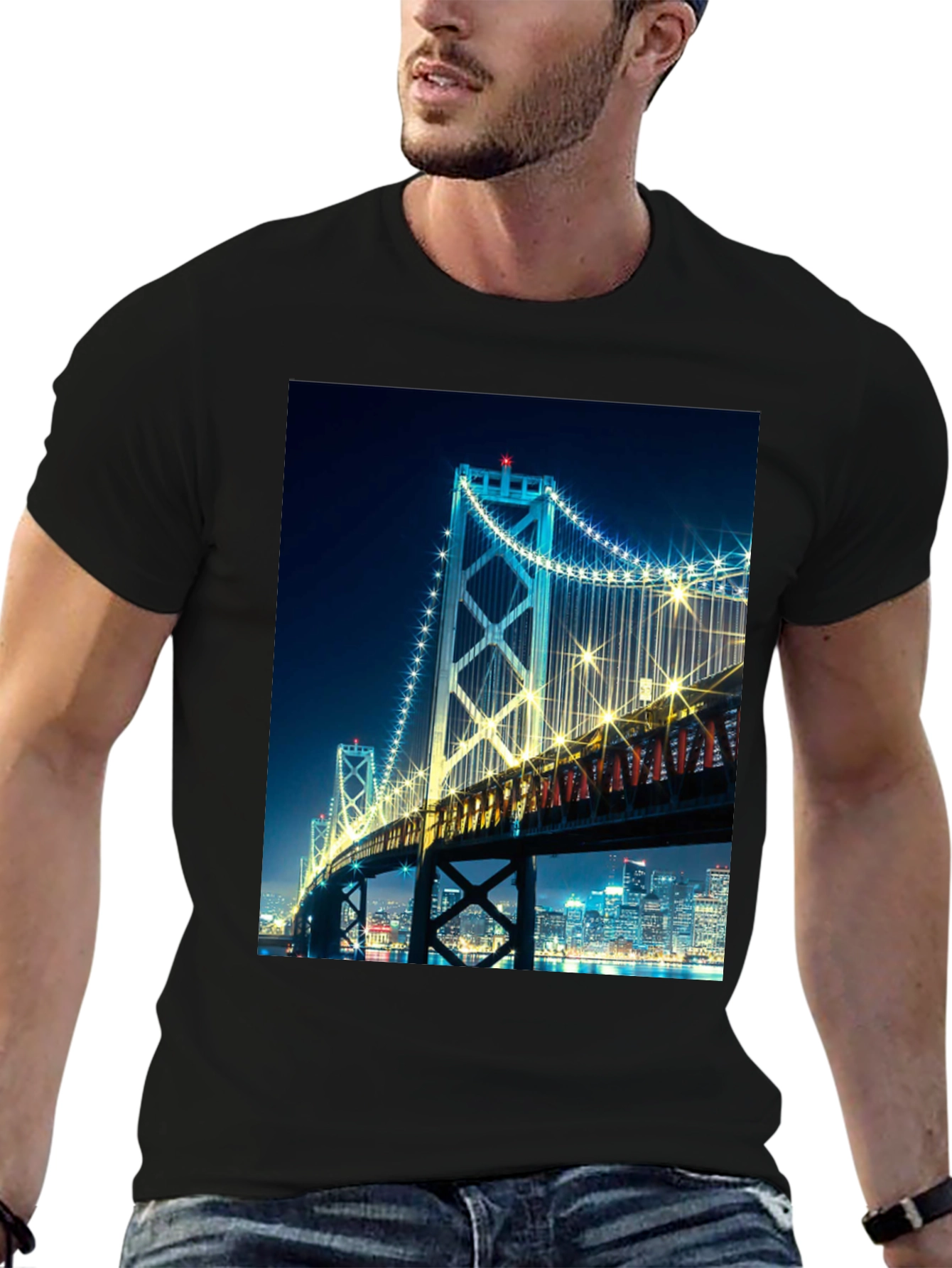 Bay Bridge at Night Graphic T-Shirt