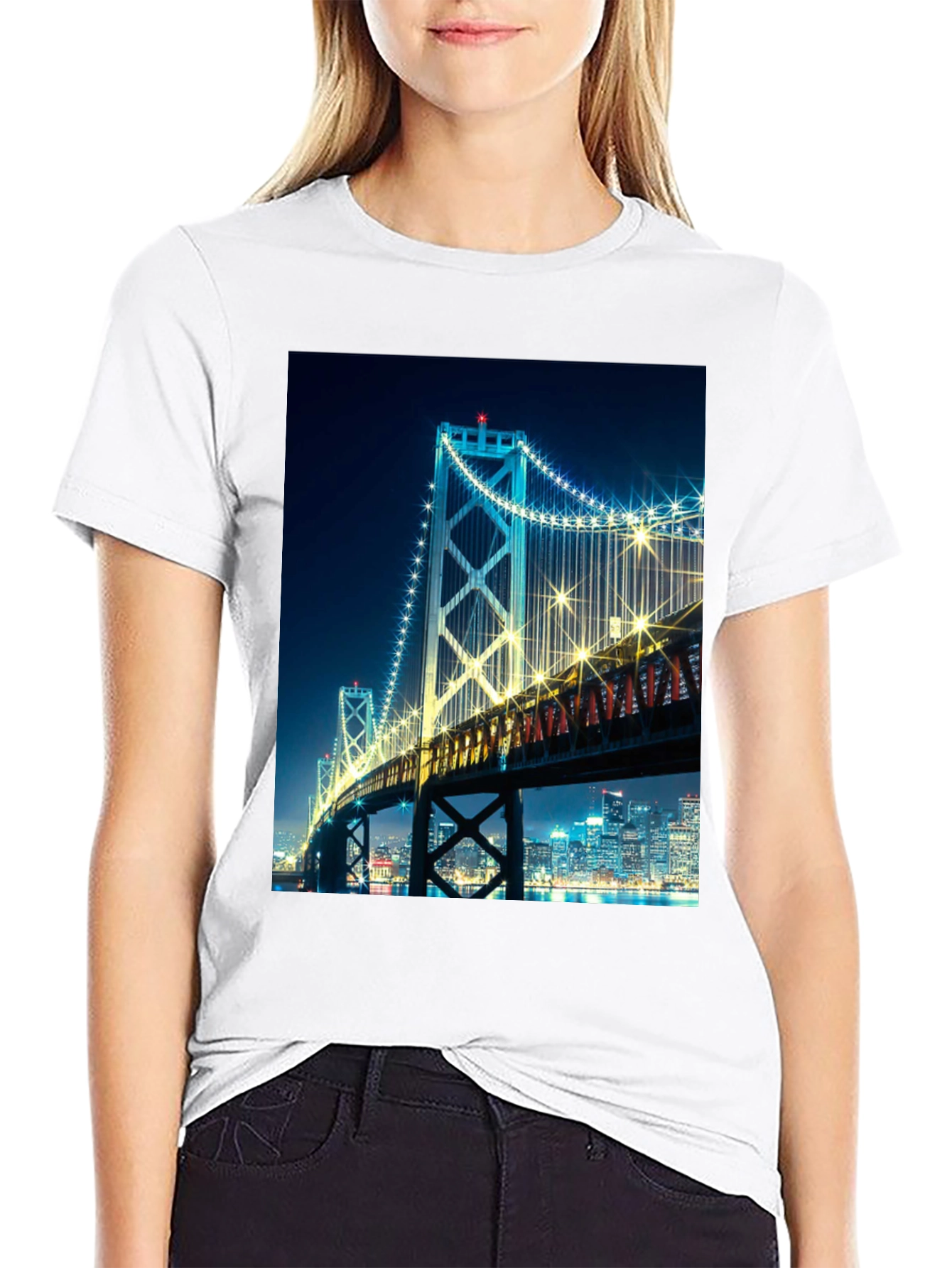 Bay Bridge at Night Graphic T-Shirt