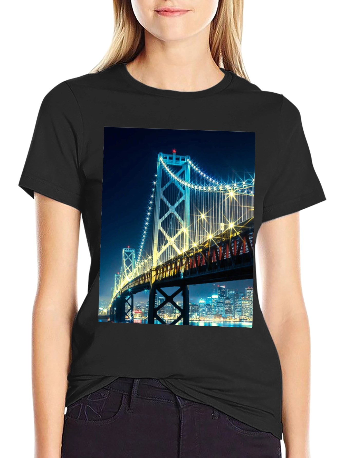 Bay Bridge at Night Graphic T-Shirt