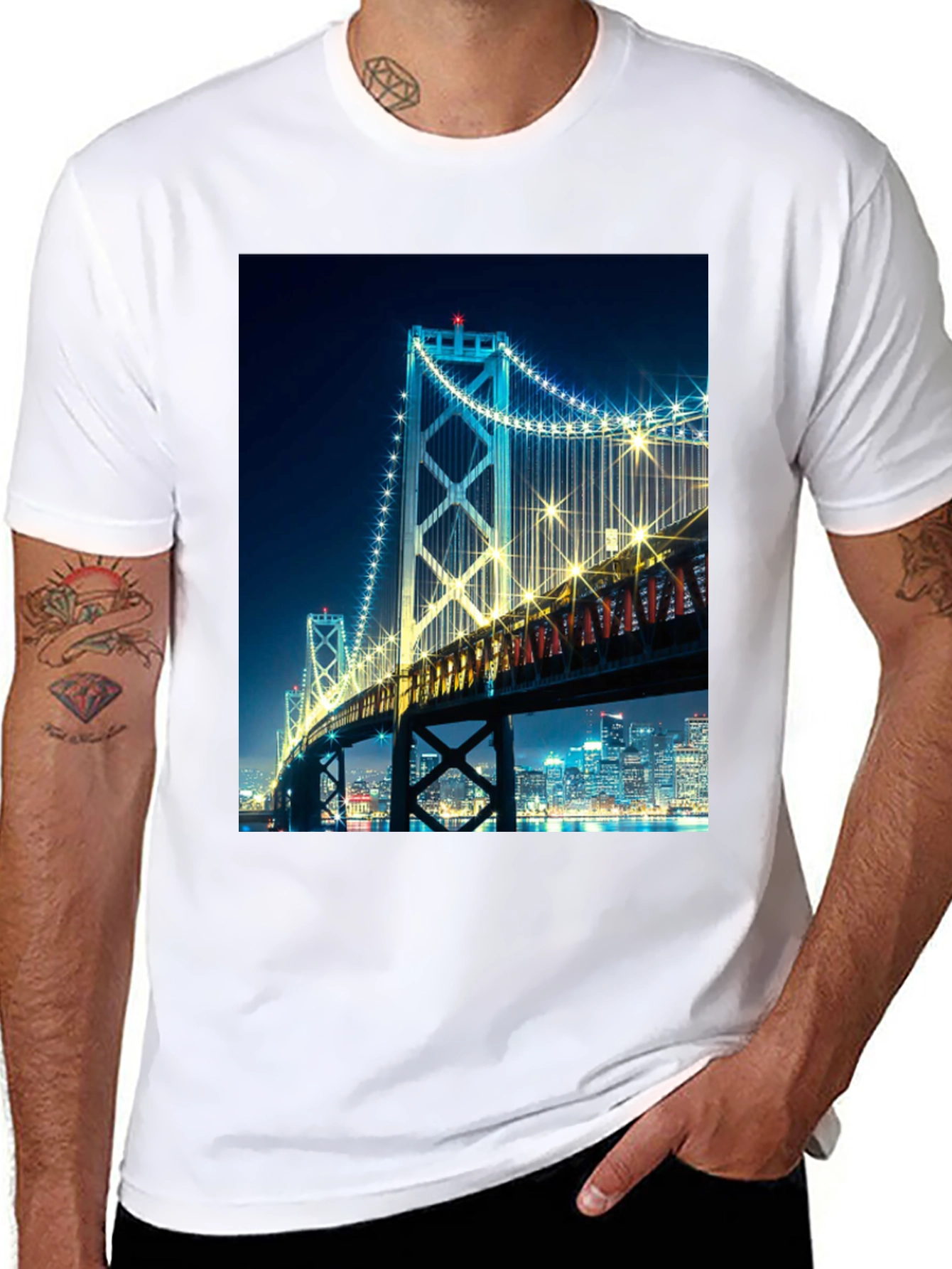 Bay Bridge at Night Graphic T-Shirt