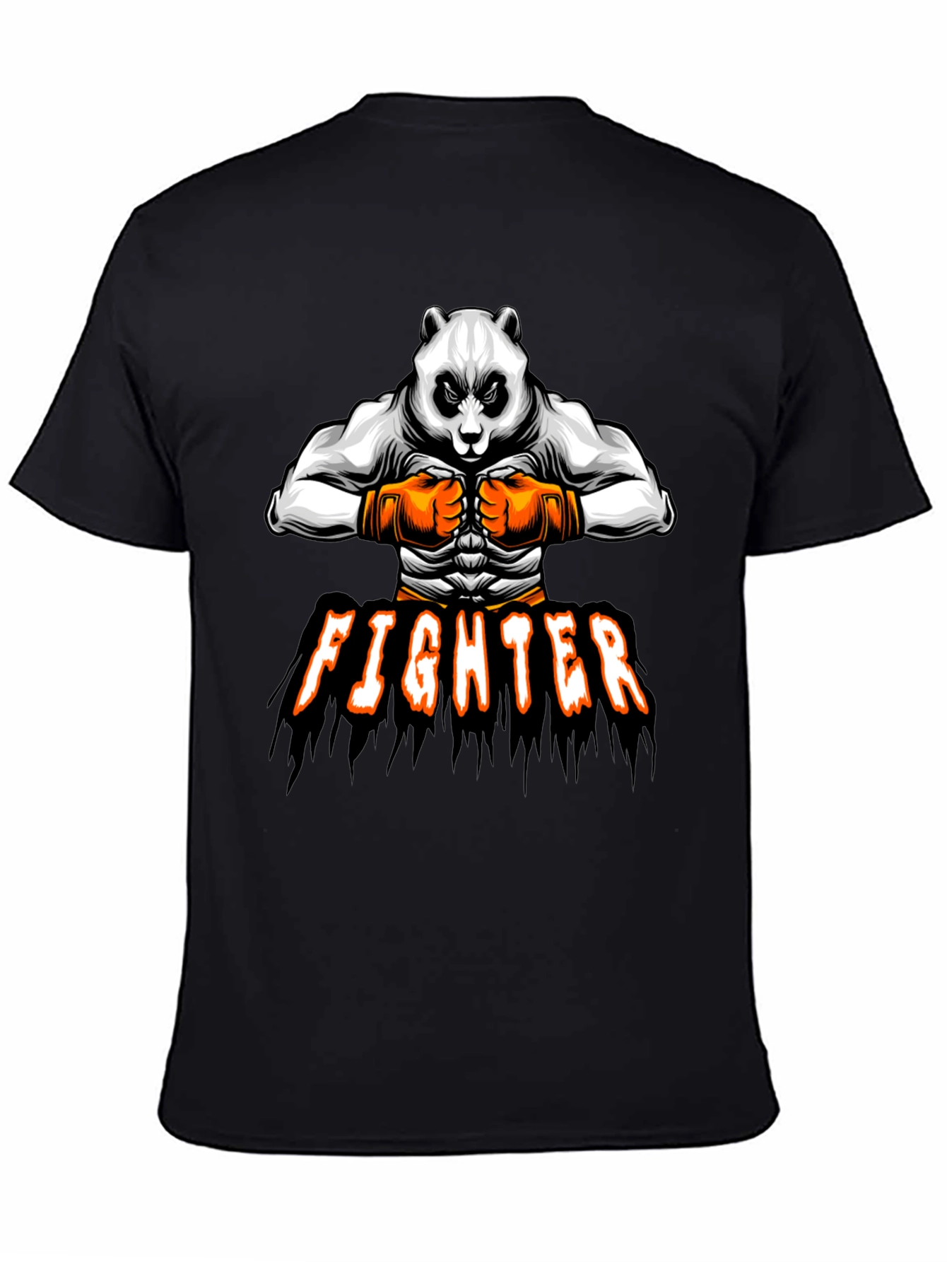 Panda Fighter Graphic Tee - Black