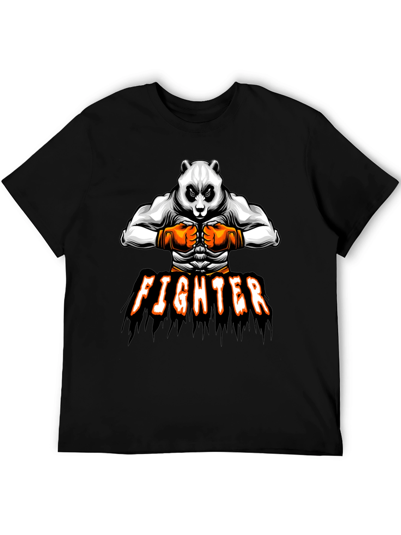 Panda Fighter Graphic Tee - Black