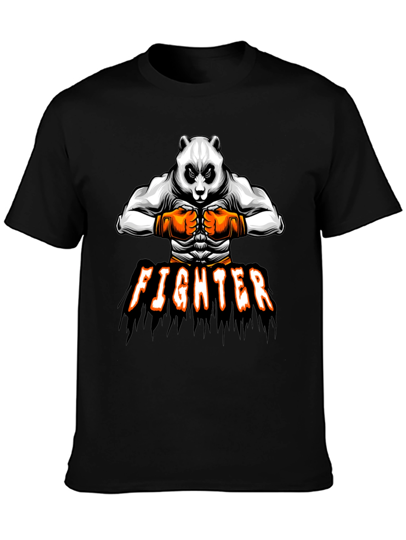 Panda Fighter Graphic Tee - Black