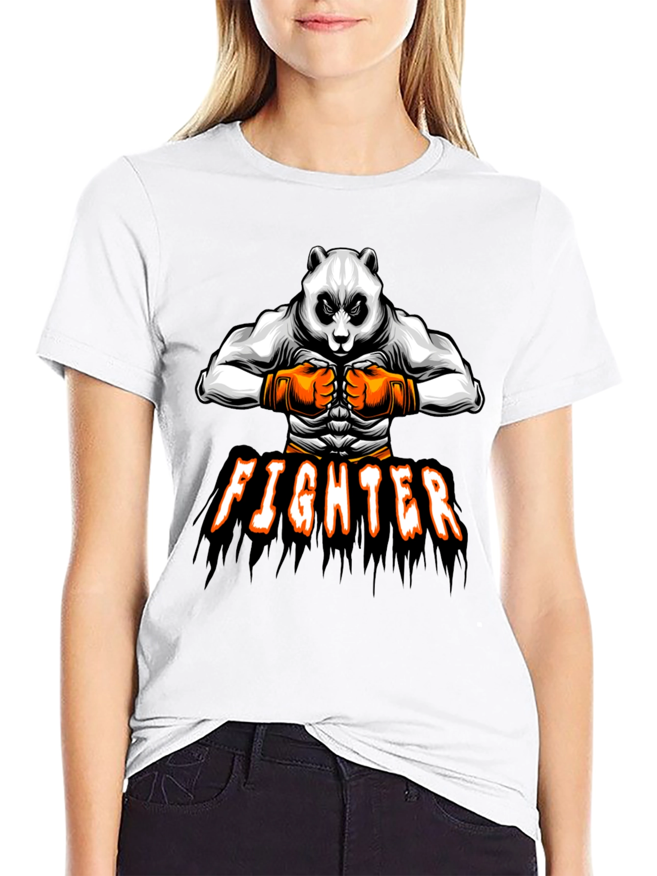 Panda Fighter Graphic Tee - Black