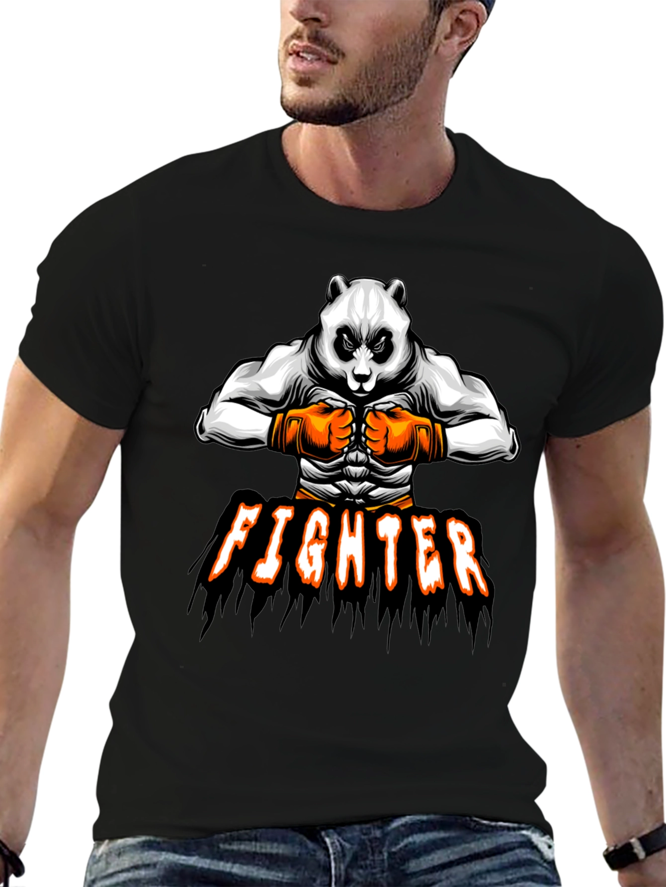 Panda Fighter Graphic Tee - Black