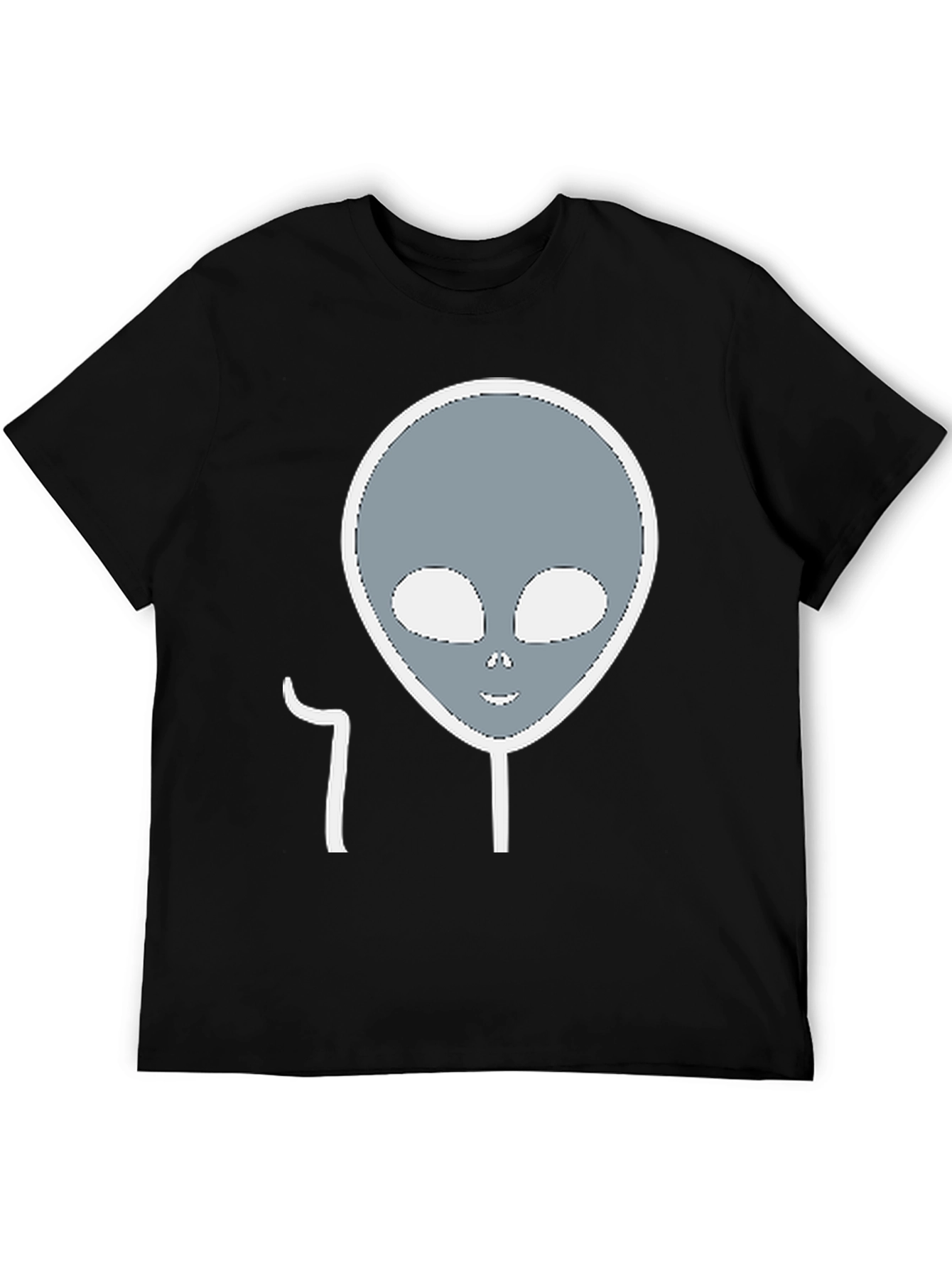 Alien Head Graphic Tee - Black Cotton Blend
