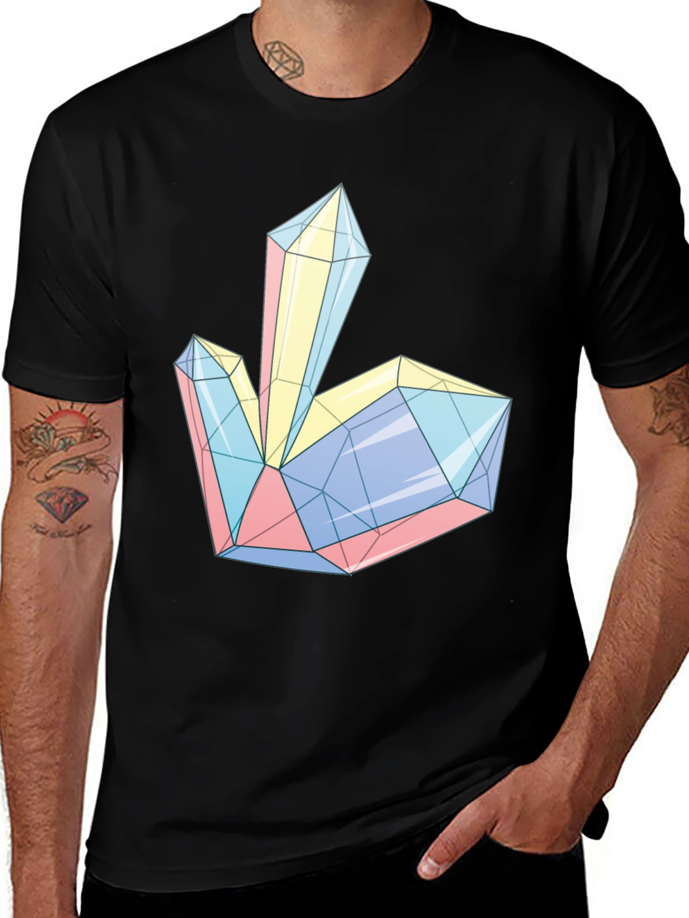 Geometric Crystal Print Tee - Modern Style