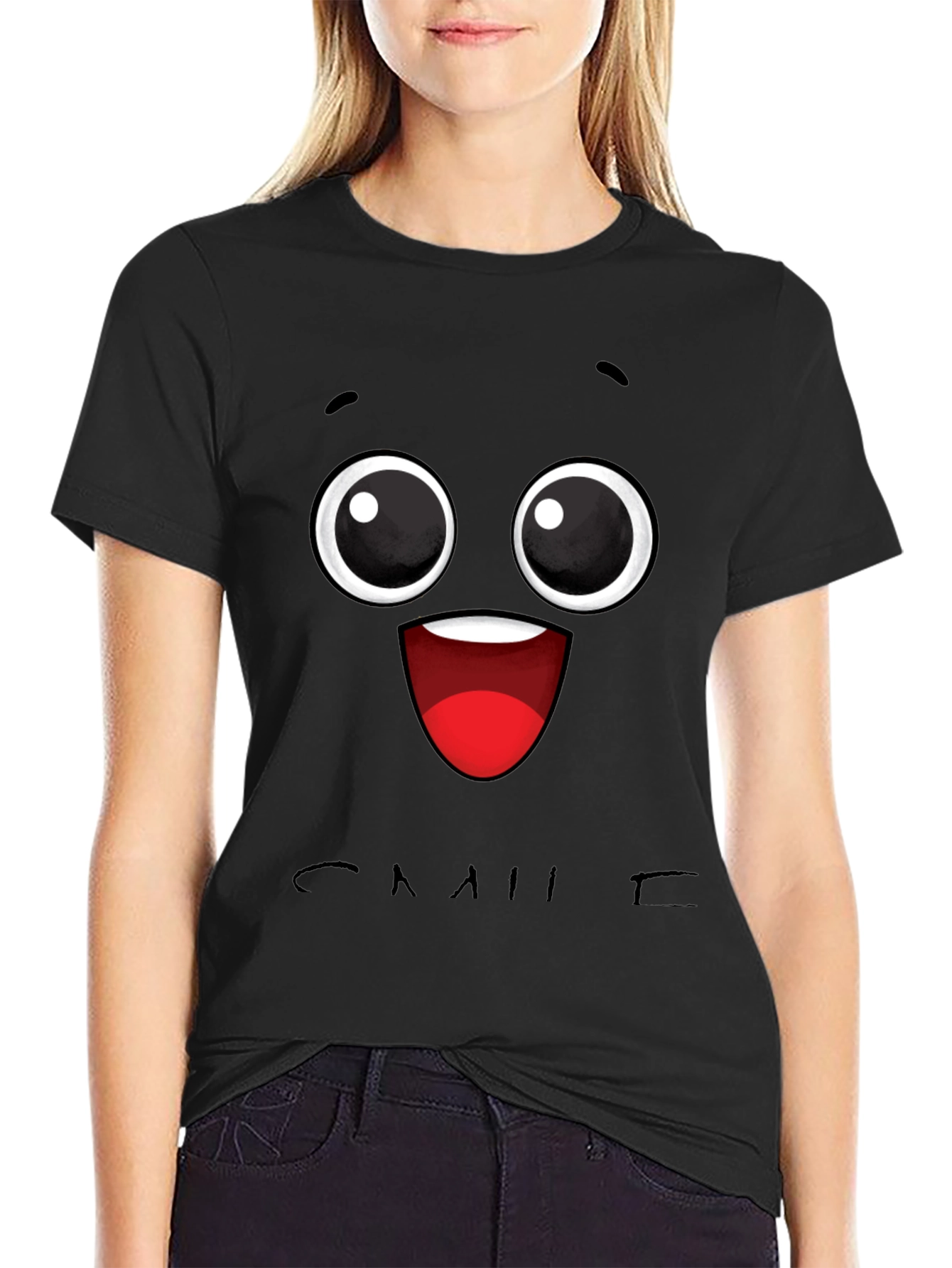 Smiling Face Graphic Tee - Fun & Unique Style