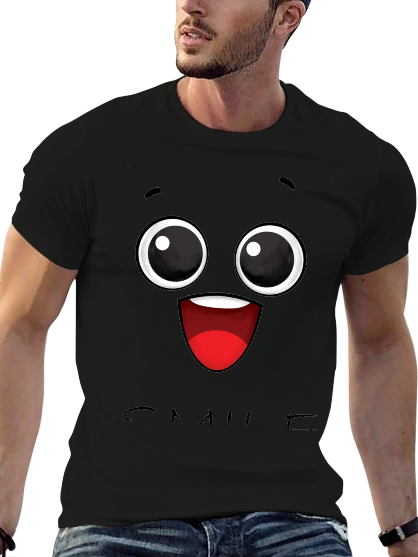 Smiling Face Graphic Tee - Fun & Unique Style